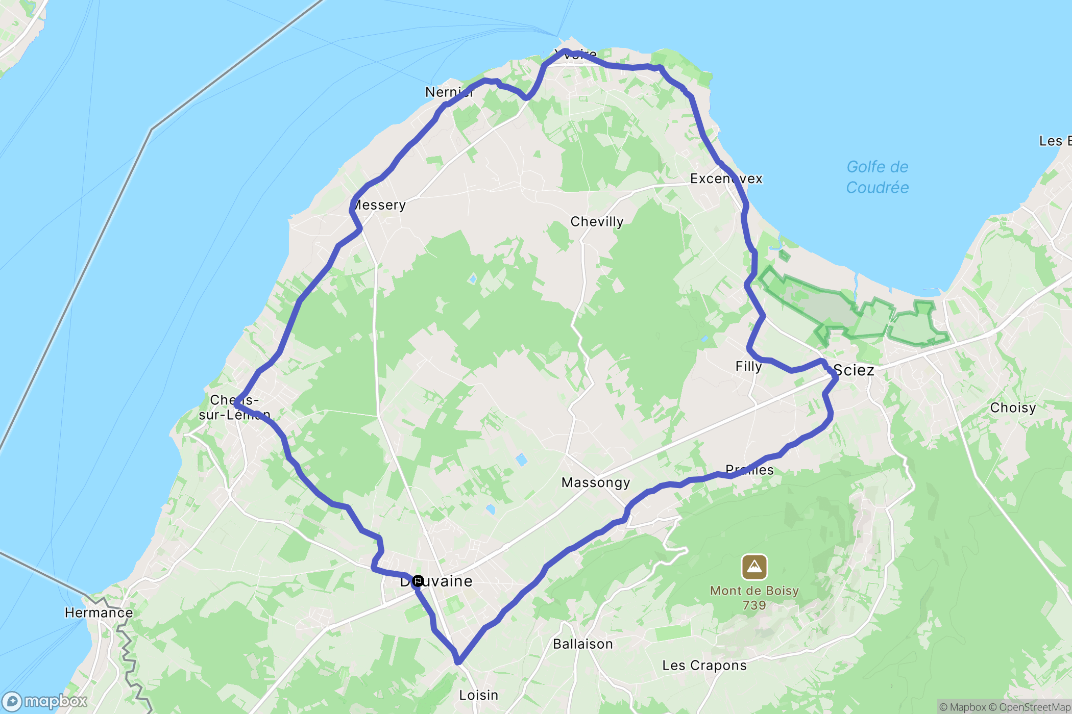 Douvaine : carte du parcours de randonnée - France