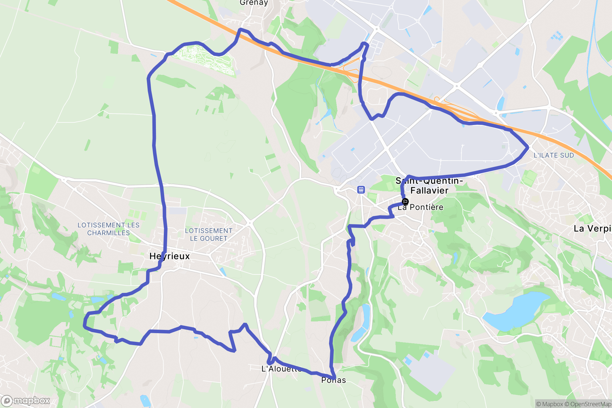 Saint-Quentin-Fallavier : carte du parcours de randonnée - France
