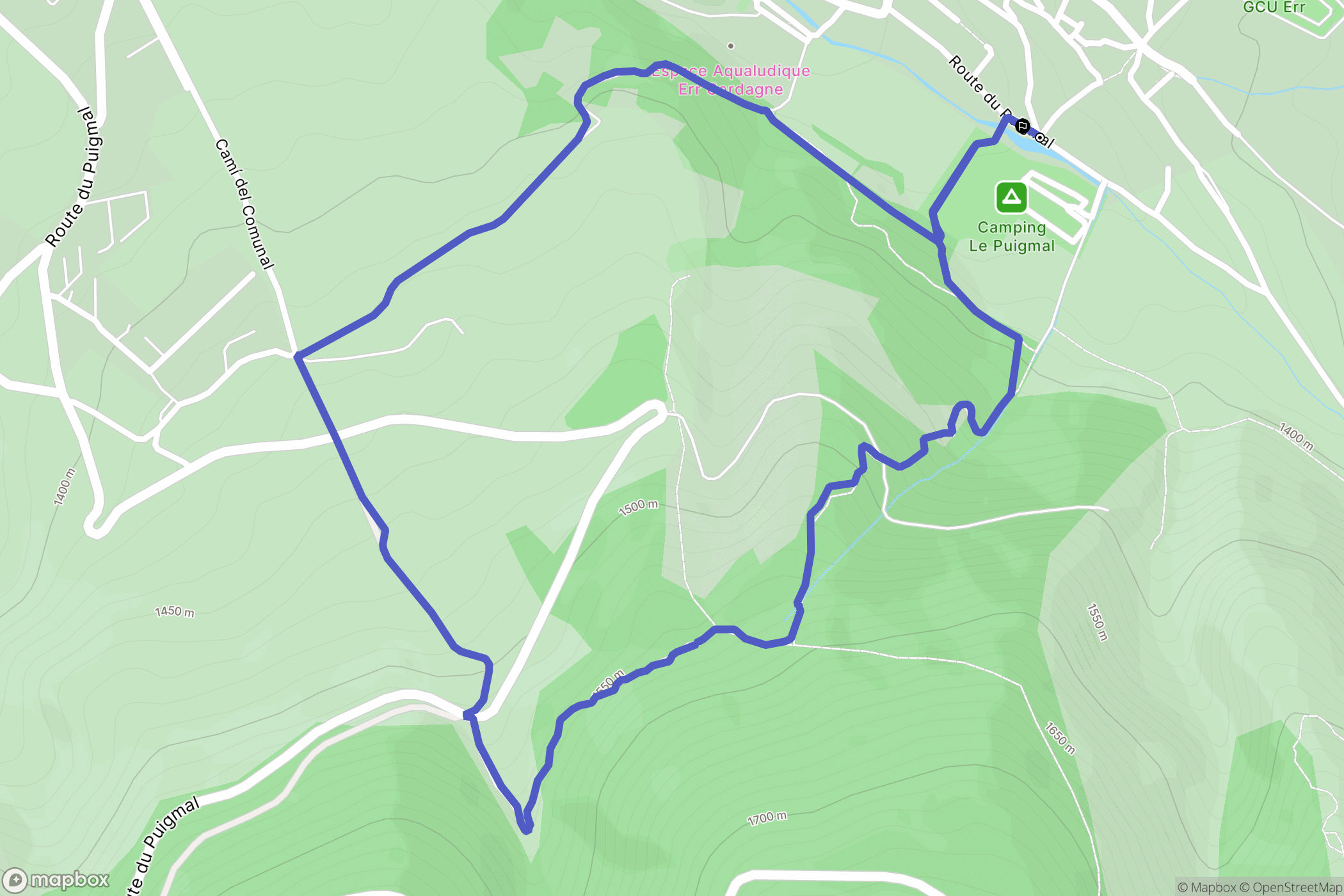 Err : carte du parcours de randonnée - France