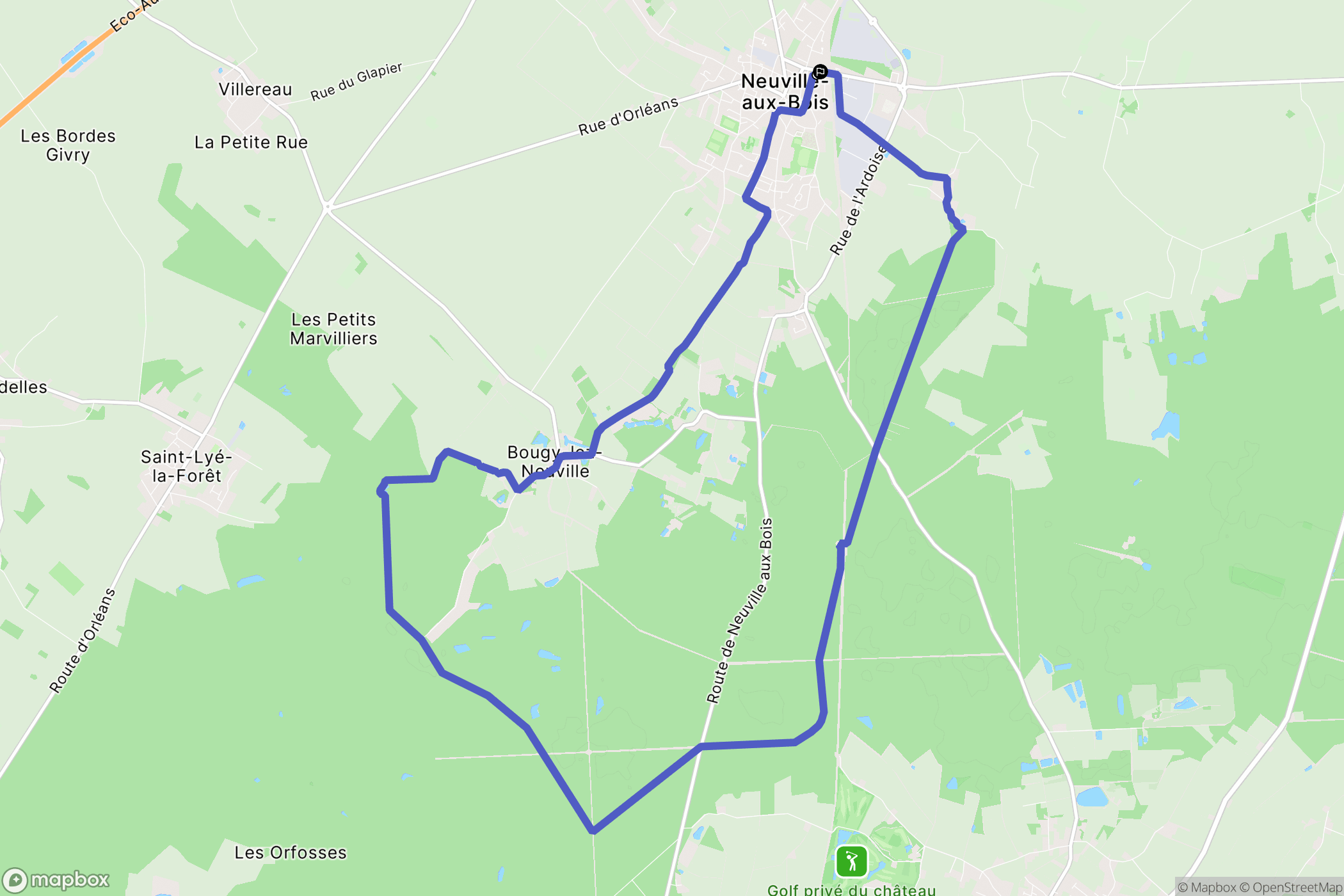 Neuville-aux-Bois : carte du parcours de randonnée - France