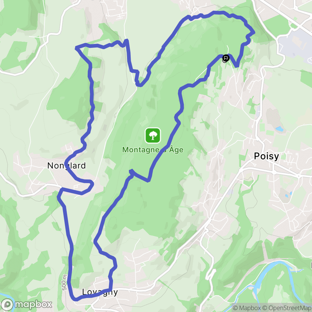 Poisy : carte du parcours de randonnée - France