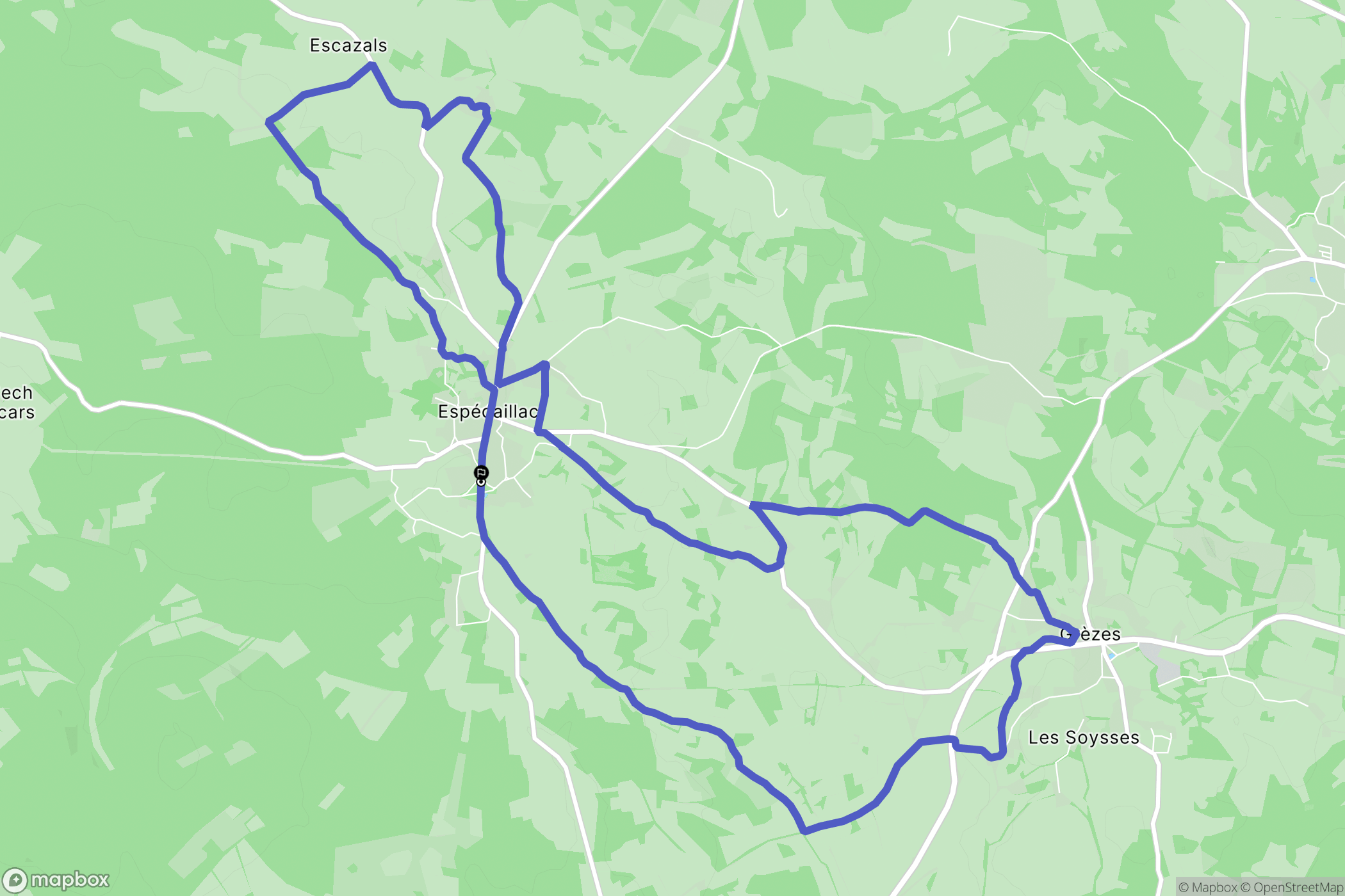 Espédaillac : carte du parcours de randonnée - France