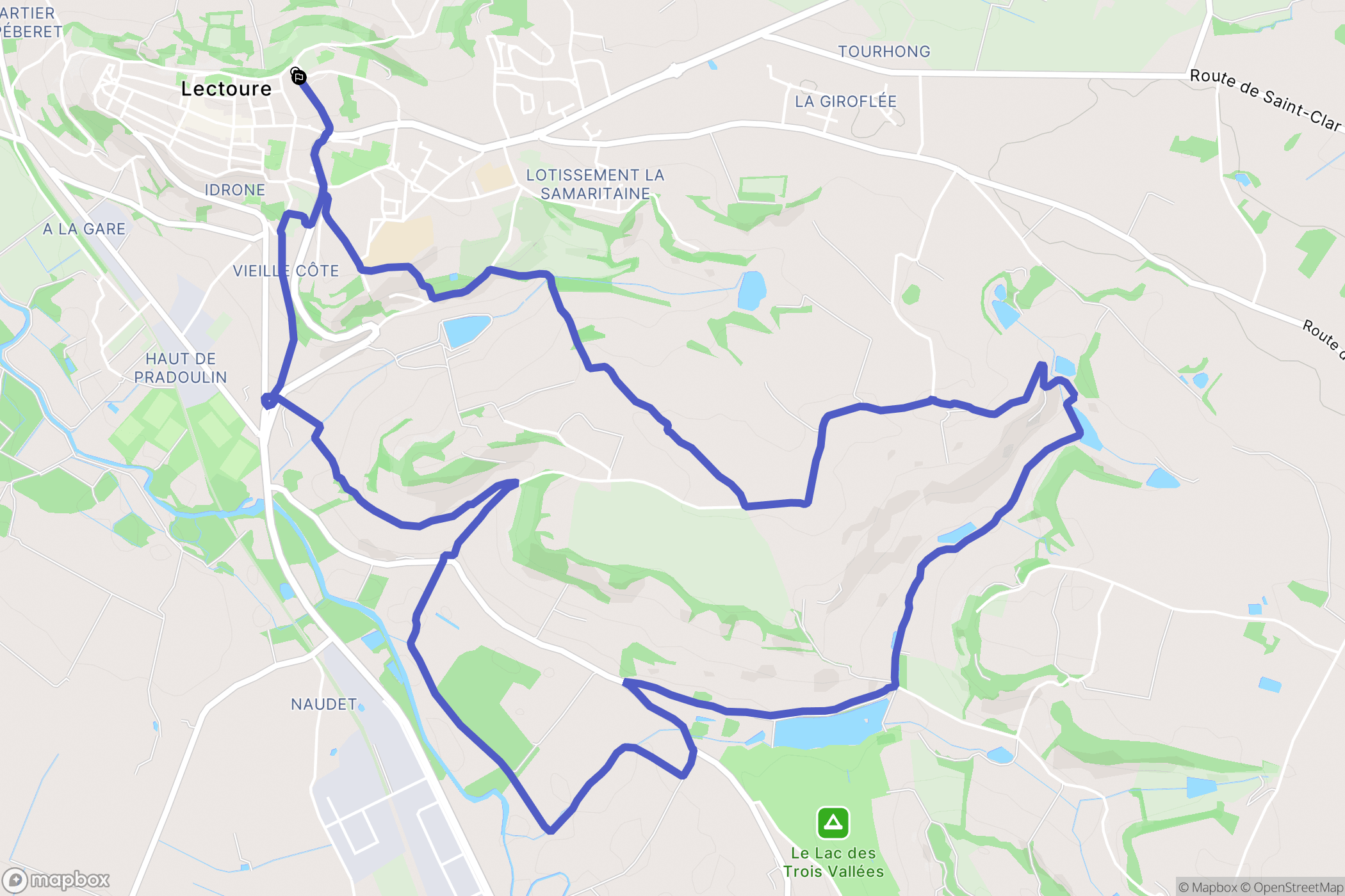 Lectoure : carte du parcours de randonnée - France