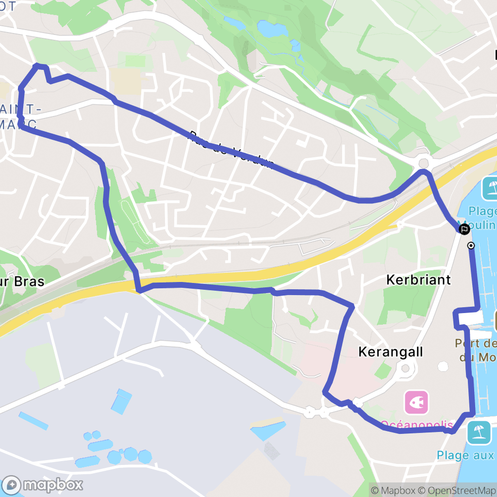 Brest : carte du parcours de randonnée - France