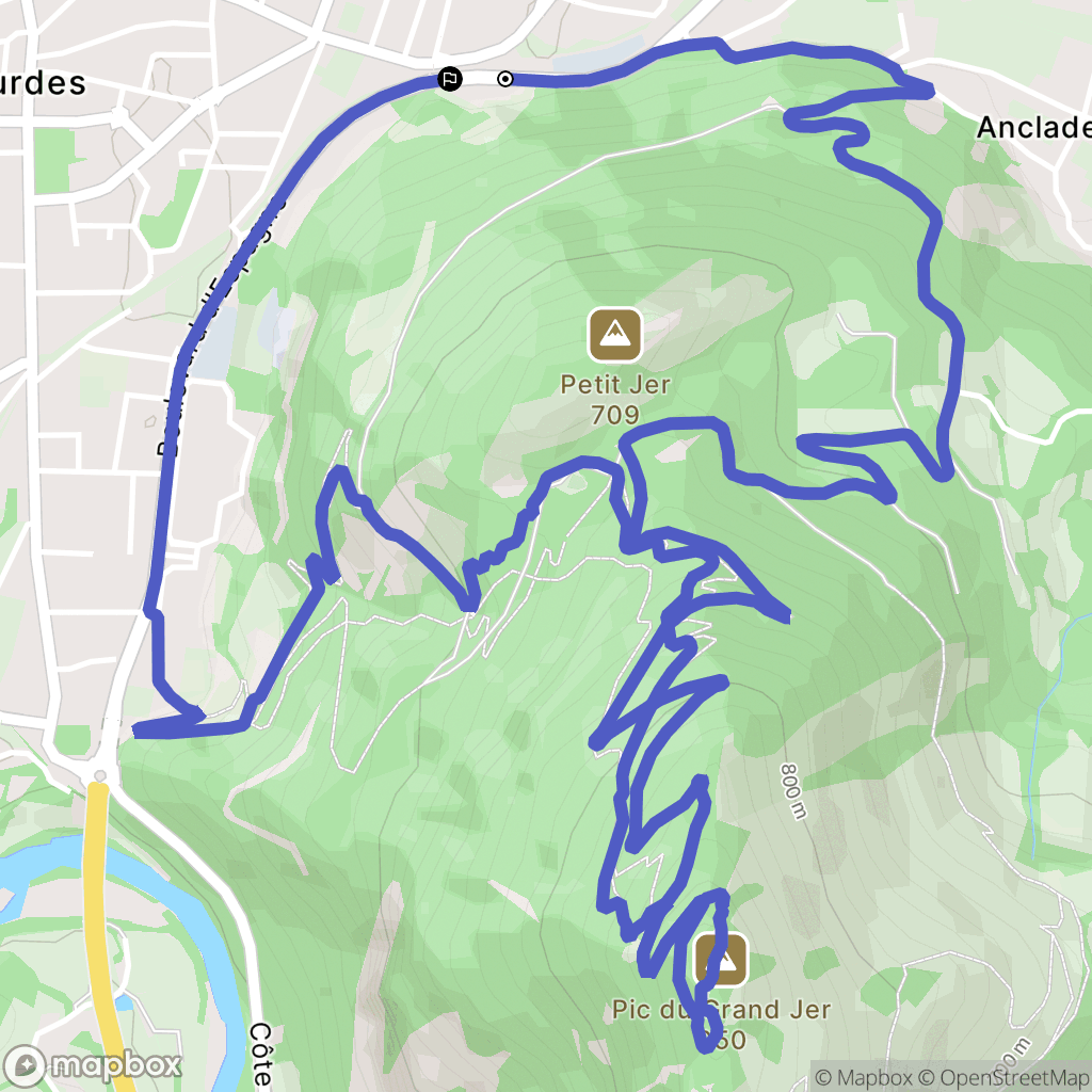 Lourdes : carte du parcours de randonnée - France
