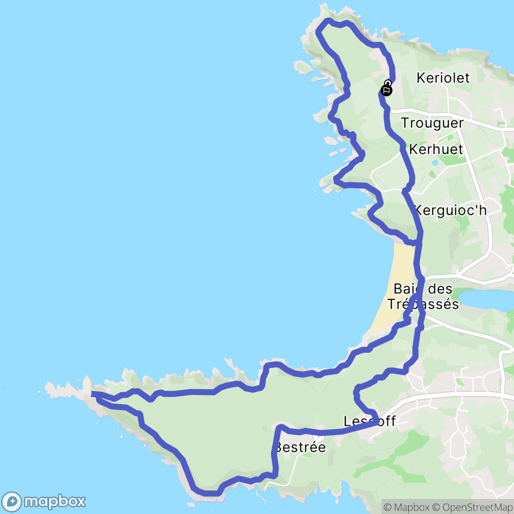 Cléden-Cap-Sizun : carte du parcours de randonnée - France