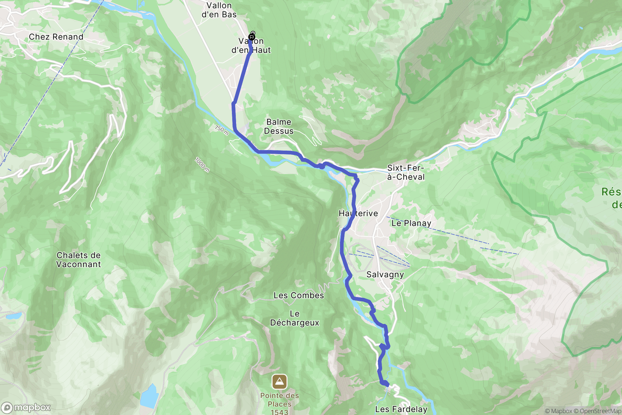 Samoëns : carte du parcours de randonnée - France