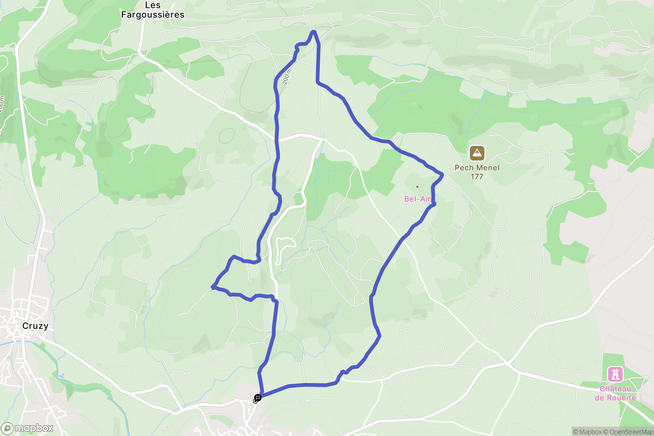 Quarante : carte du parcours de randonnée - France