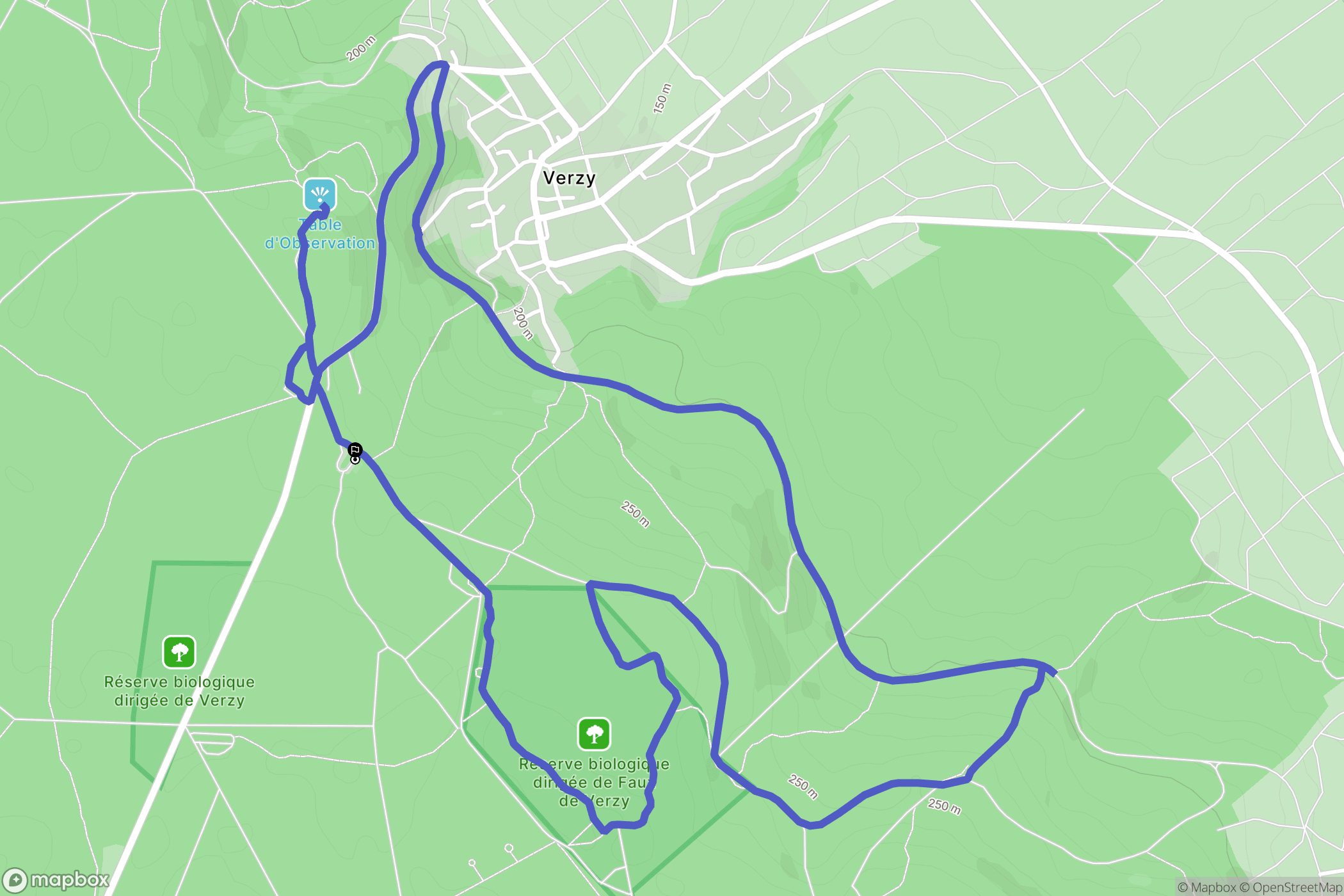 Verzy : carte du parcours de randonnée - France