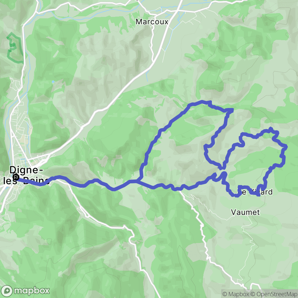 Digne les Bains : carte du parcours de randonnée - France