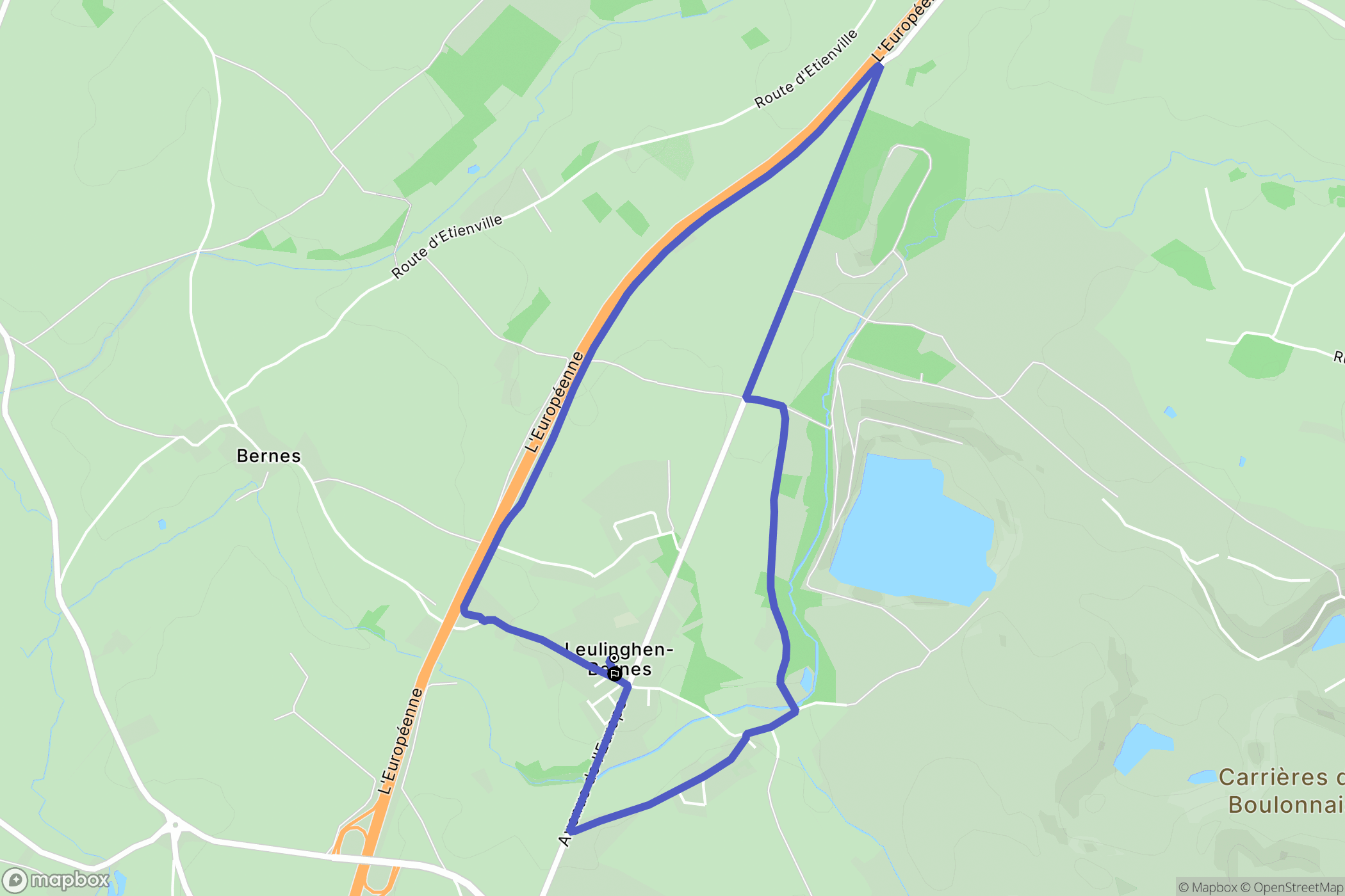 Leulinghen-Bernes : carte du parcours de randonnée - France