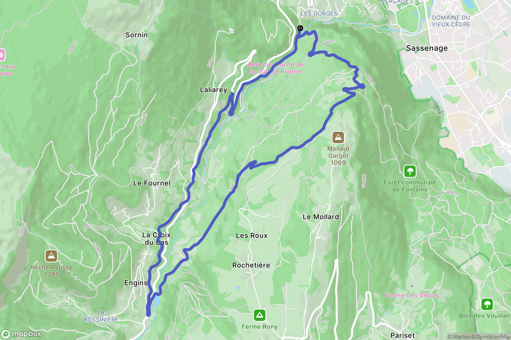 Sassenage : carte du parcours de randonnée - France