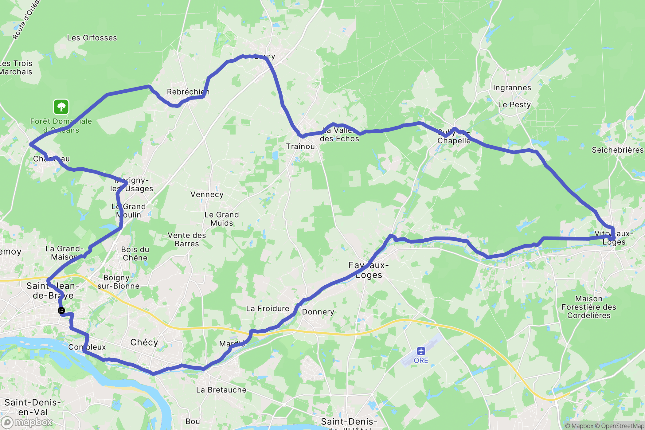 Saint-Jean-de-Braye : carte du parcours de randonnée - France
