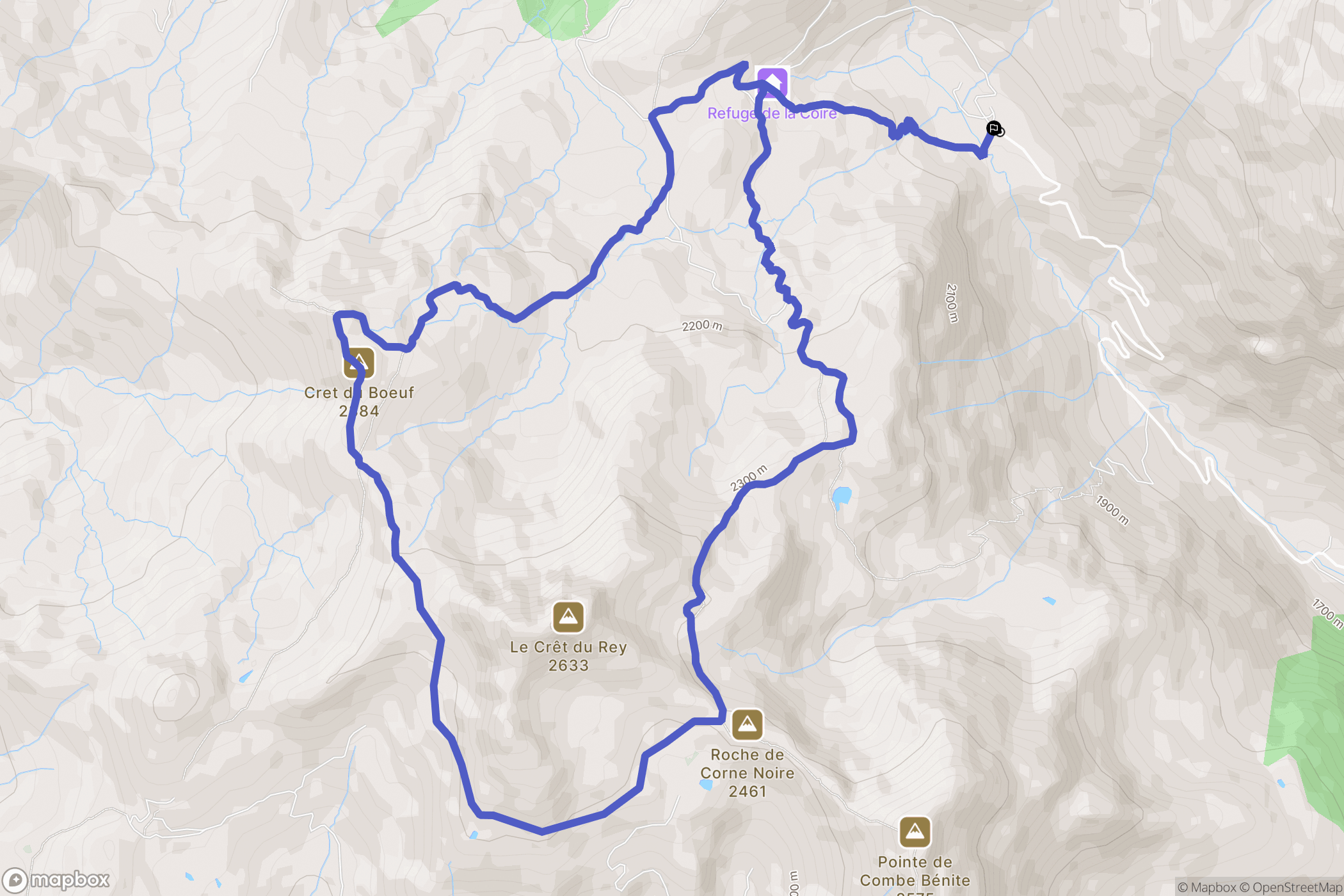 Aime-la-Plagne : carte du parcours de randonnée - France