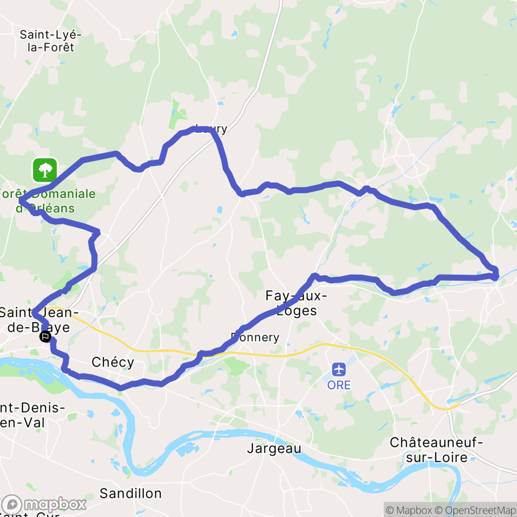 Saint-Jean-de-Braye : carte du parcours de randonnée - France