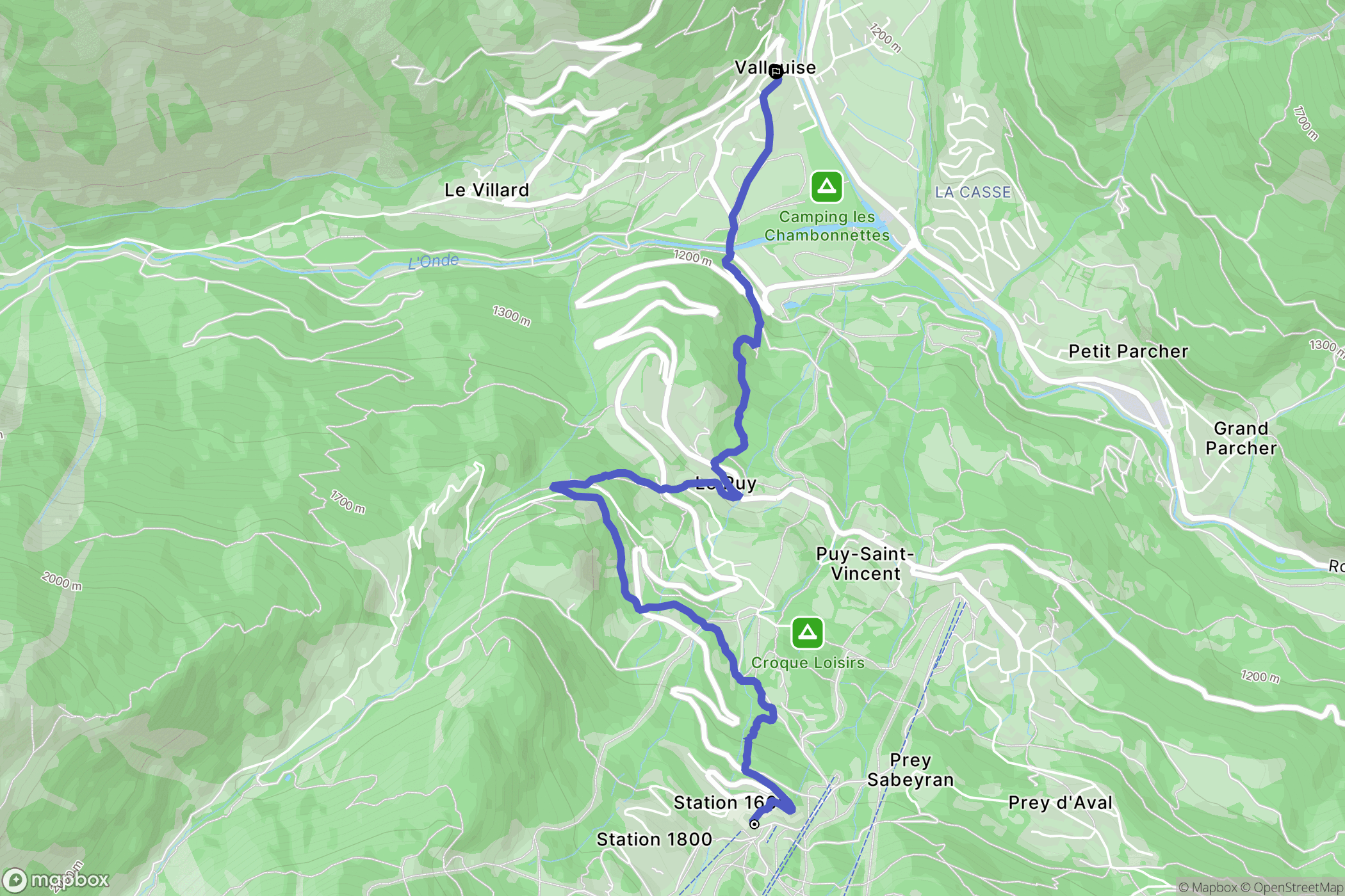 Puy-Saint-Vincent : carte du parcours de randonnée - France