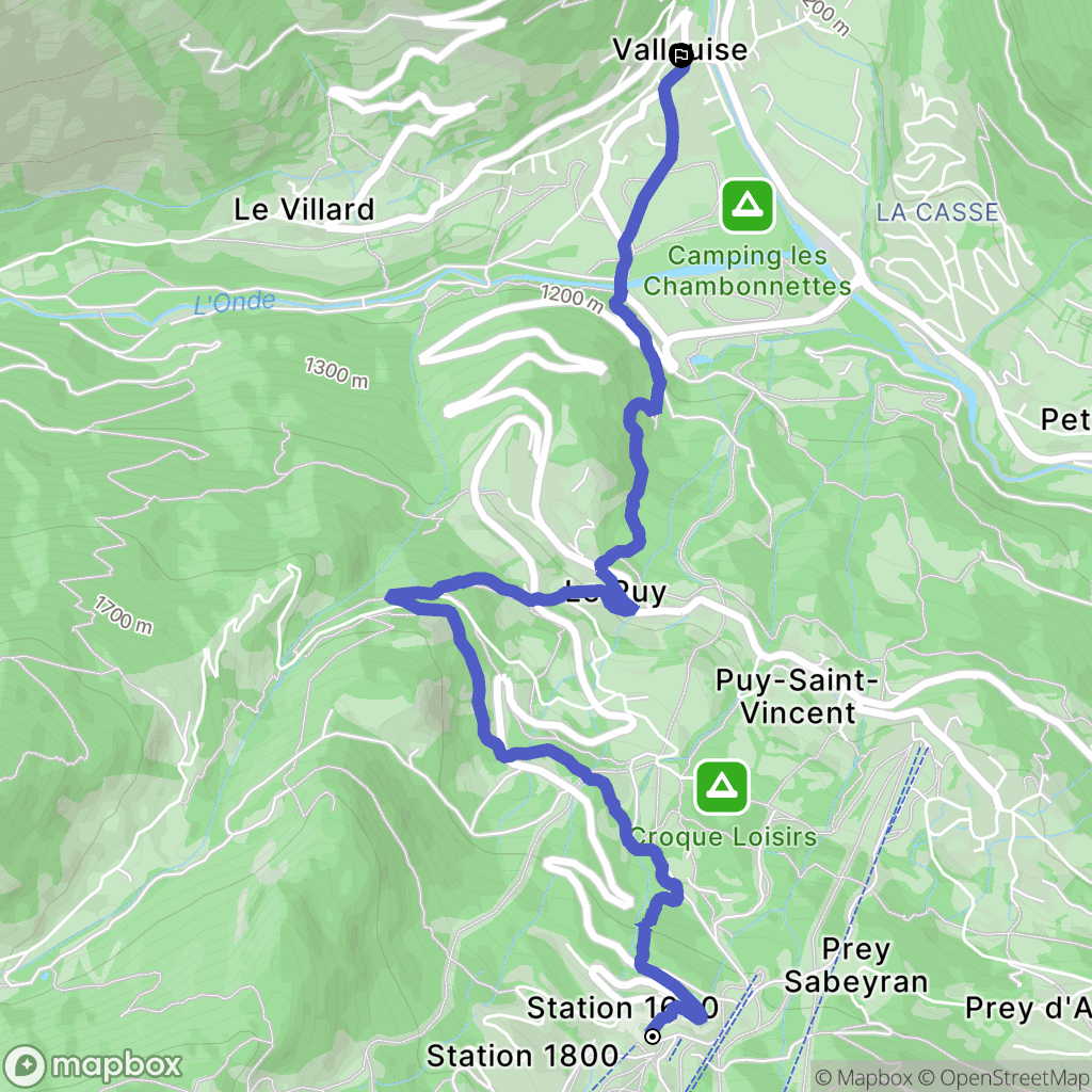 Puy-Saint-Vincent : carte du parcours de randonnée - France