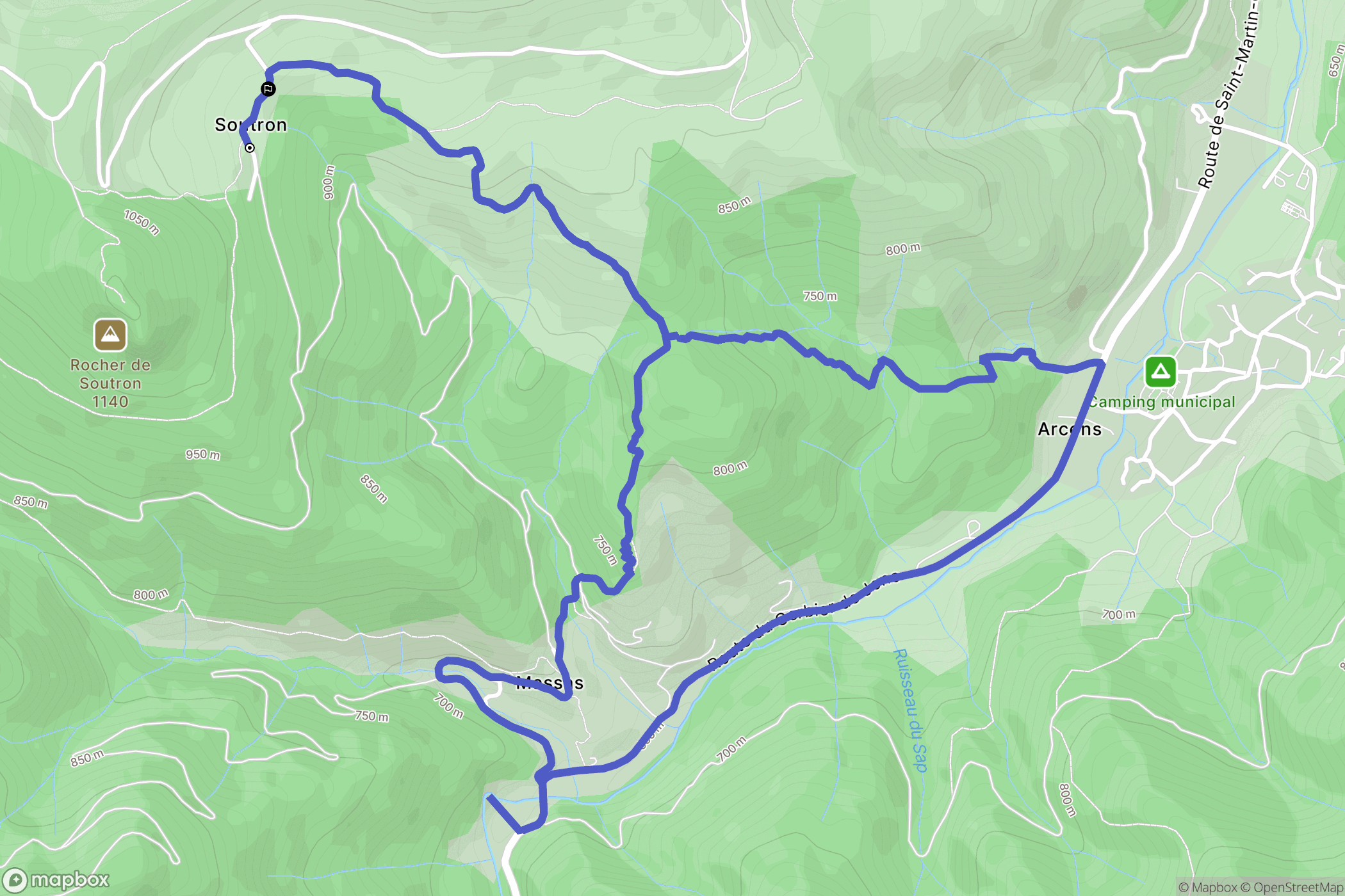 Arcens : carte du parcours de randonnée - France