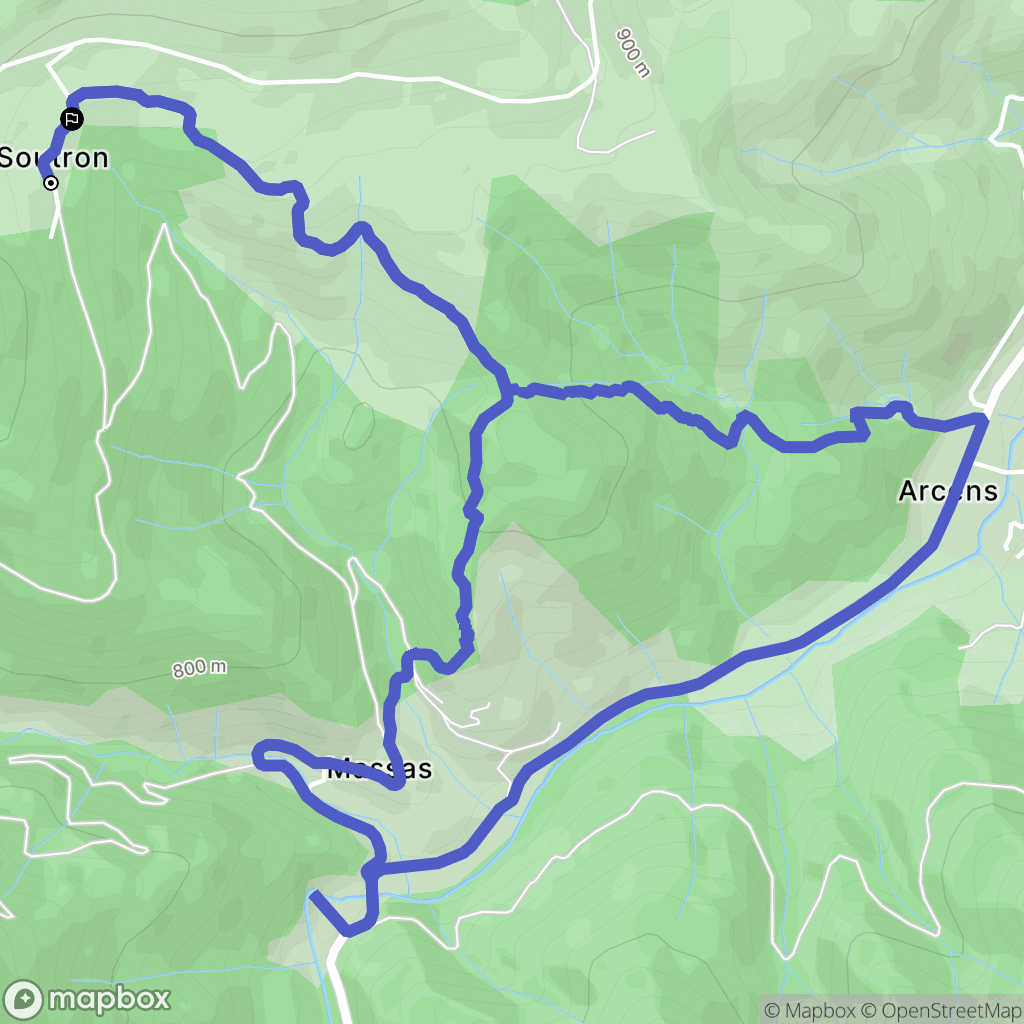 Arcens : carte du parcours de randonnée - France