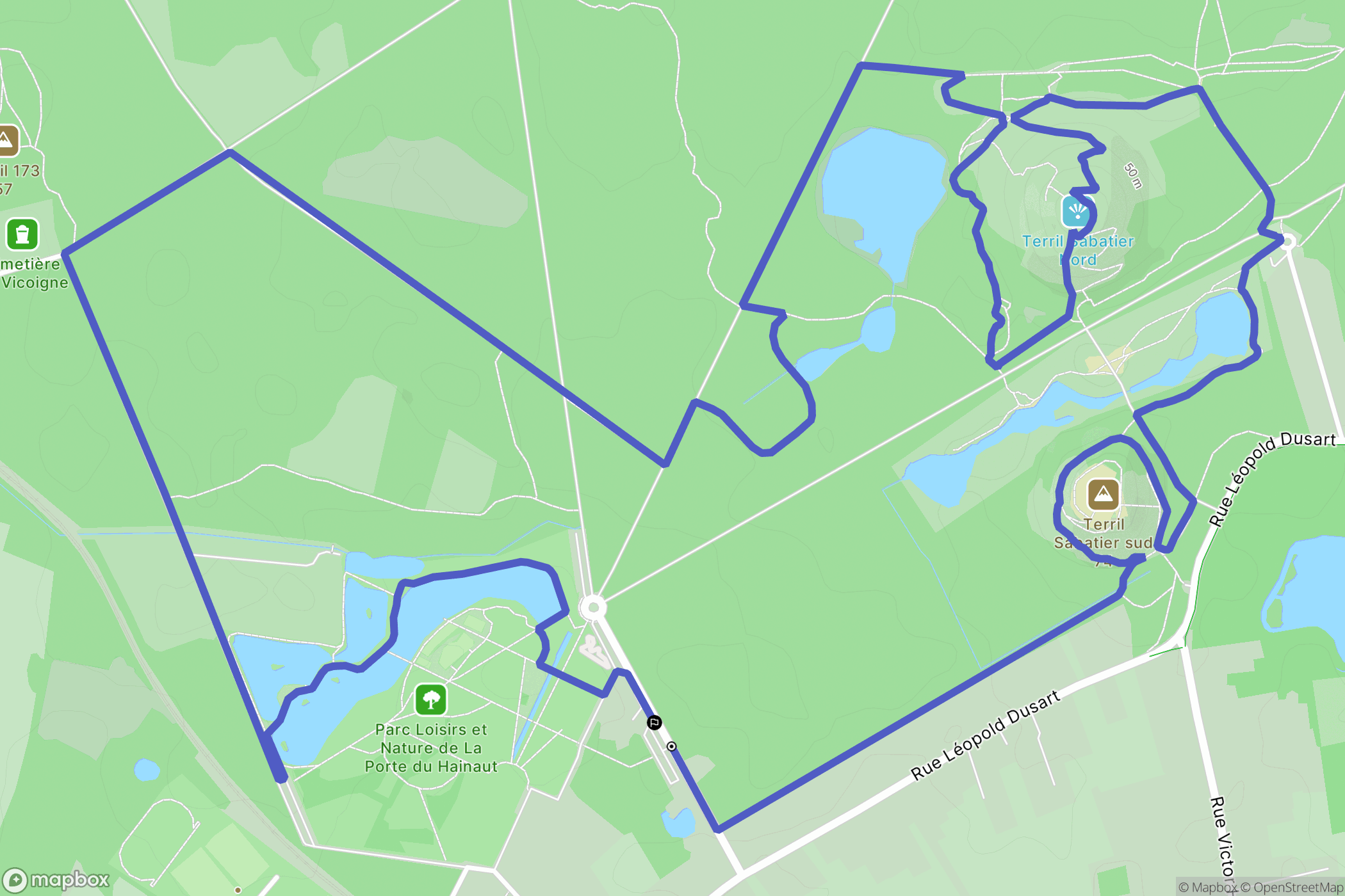 Raismes : carte du parcours de randonnée - France