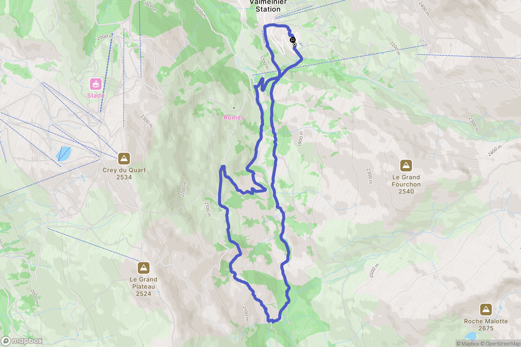 Valmeinier : carte du parcours de randonnée - France