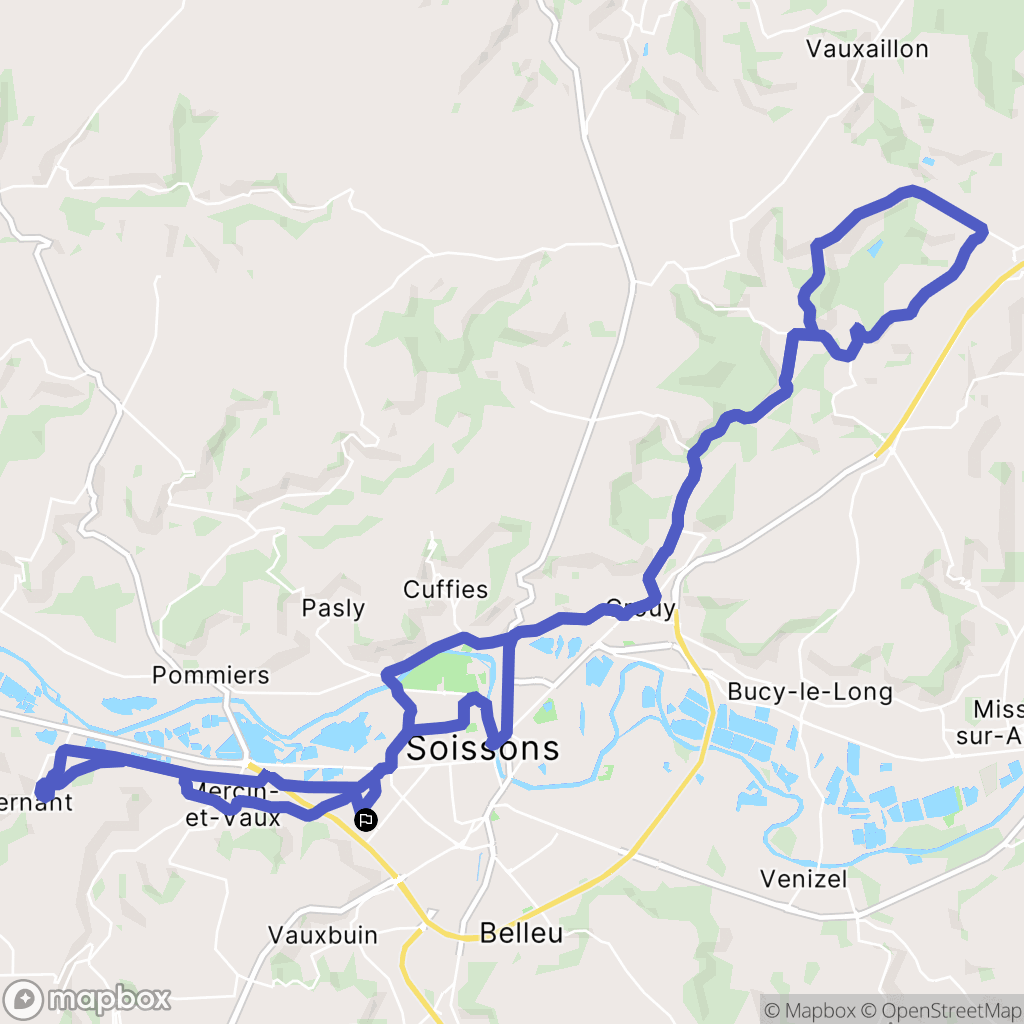 Soissons : carte du parcours de randonnée - France