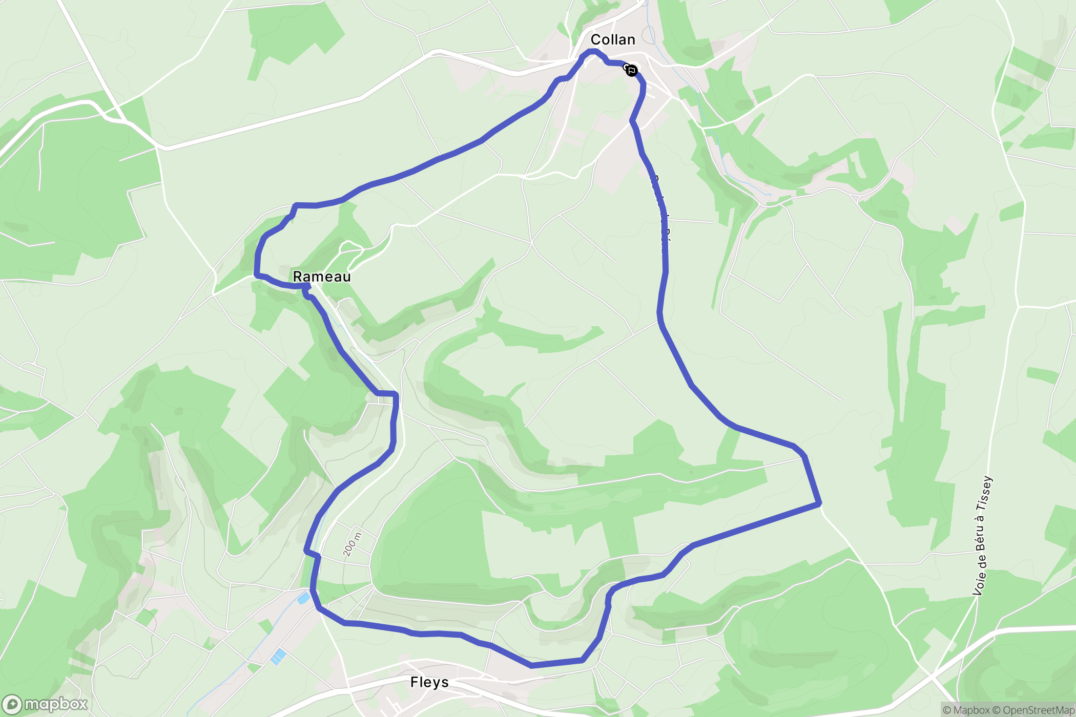 Collan : carte du parcours de randonnée - France
