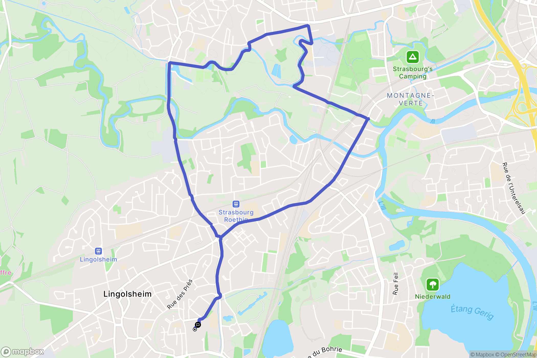 Lingolsheim : carte du parcours de randonnée - France