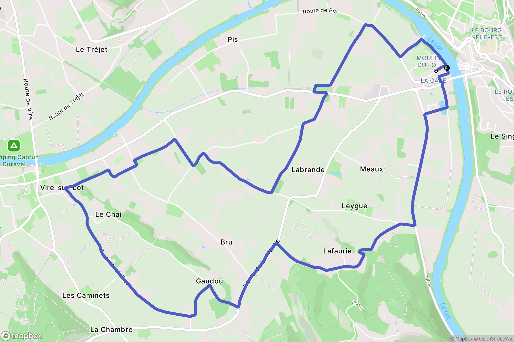 Puy-l'Évêque : carte du parcours de randonnée - France