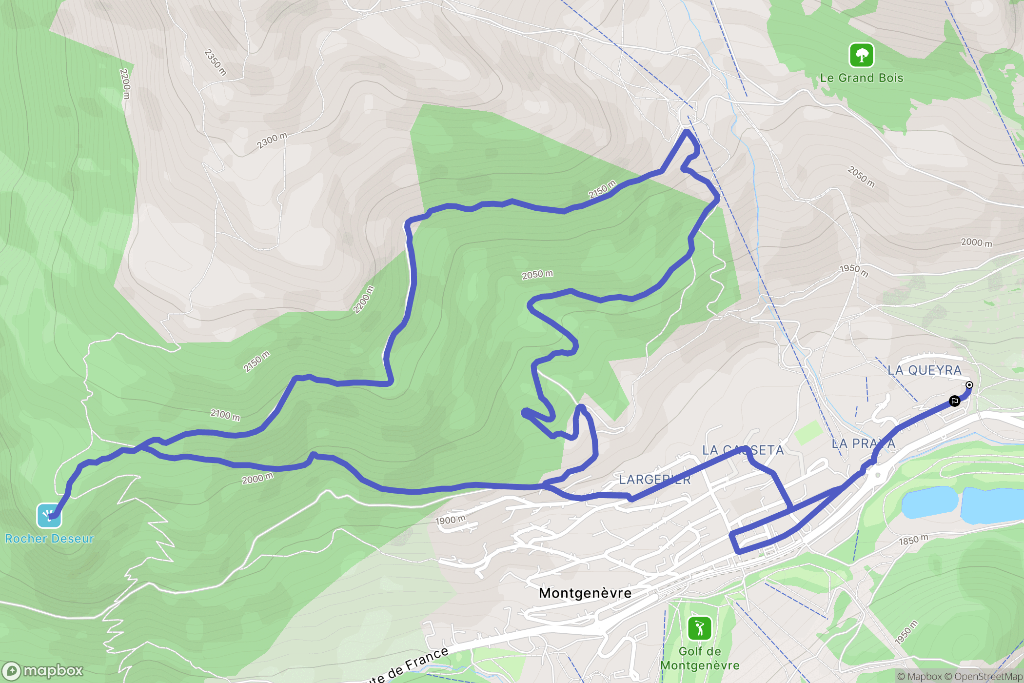 Montgenèvre : carte du parcours de randonnée - France