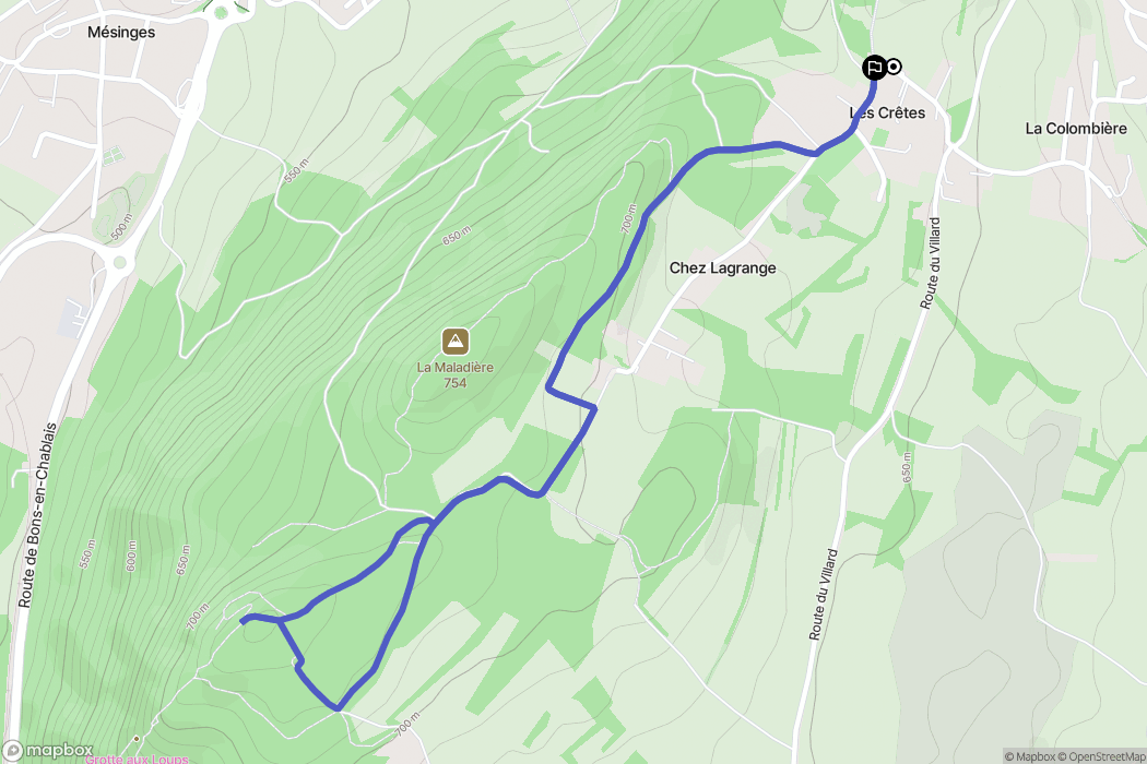 Allinges : carte du parcours de randonnée - France
