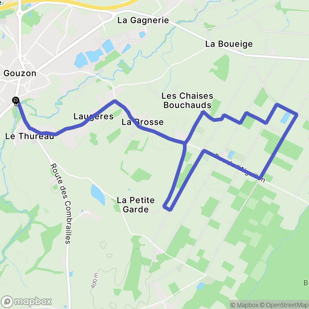 Gouzon : carte du parcours de randonnée - France