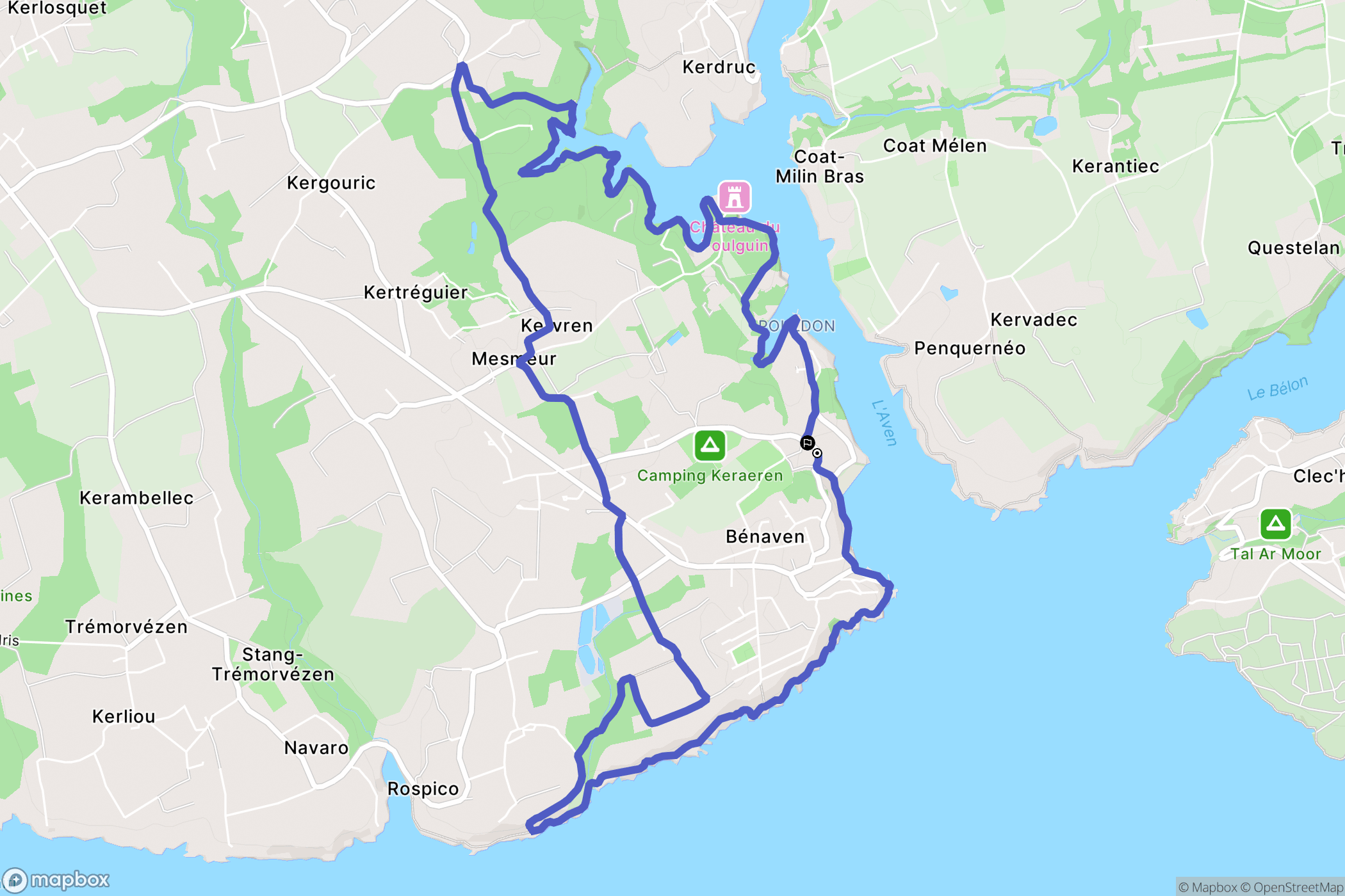 Névez : carte du parcours de randonnée - France