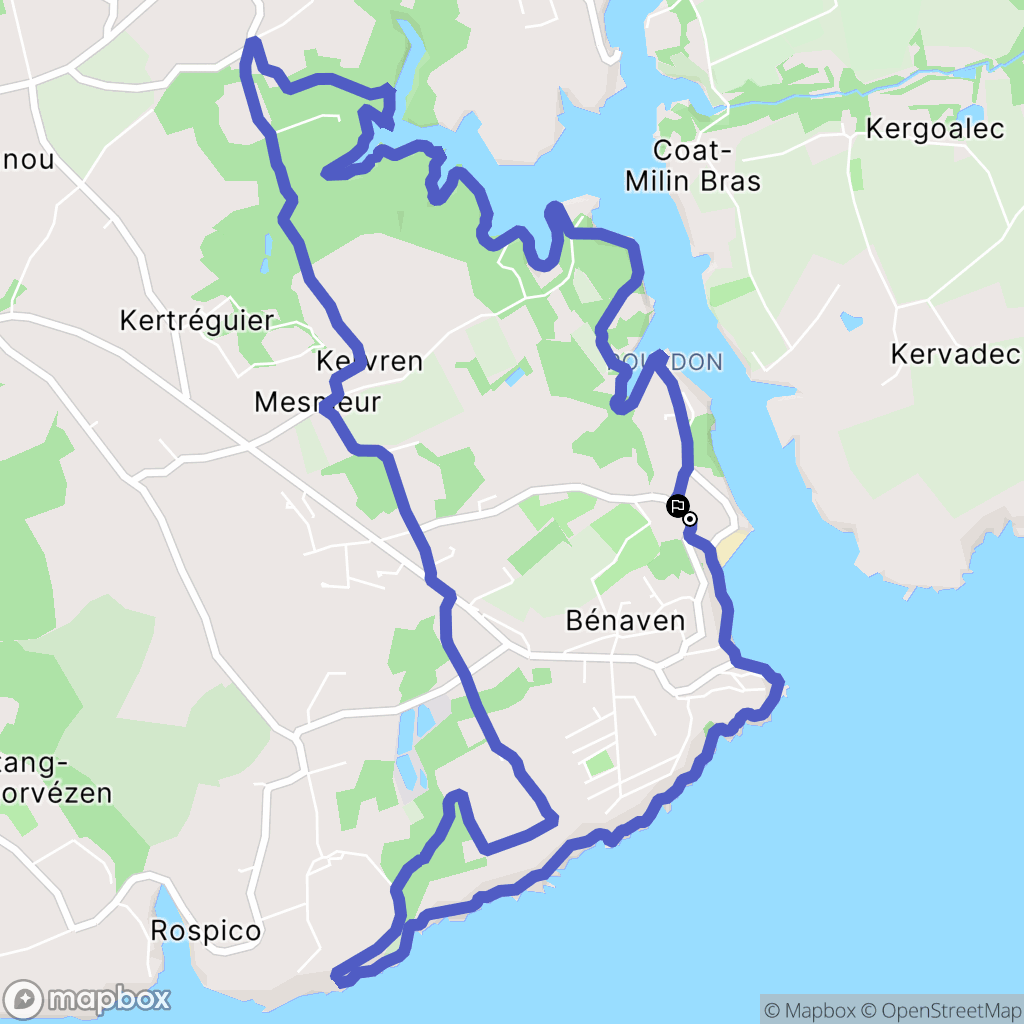 Névez : carte du parcours de randonnée - France
