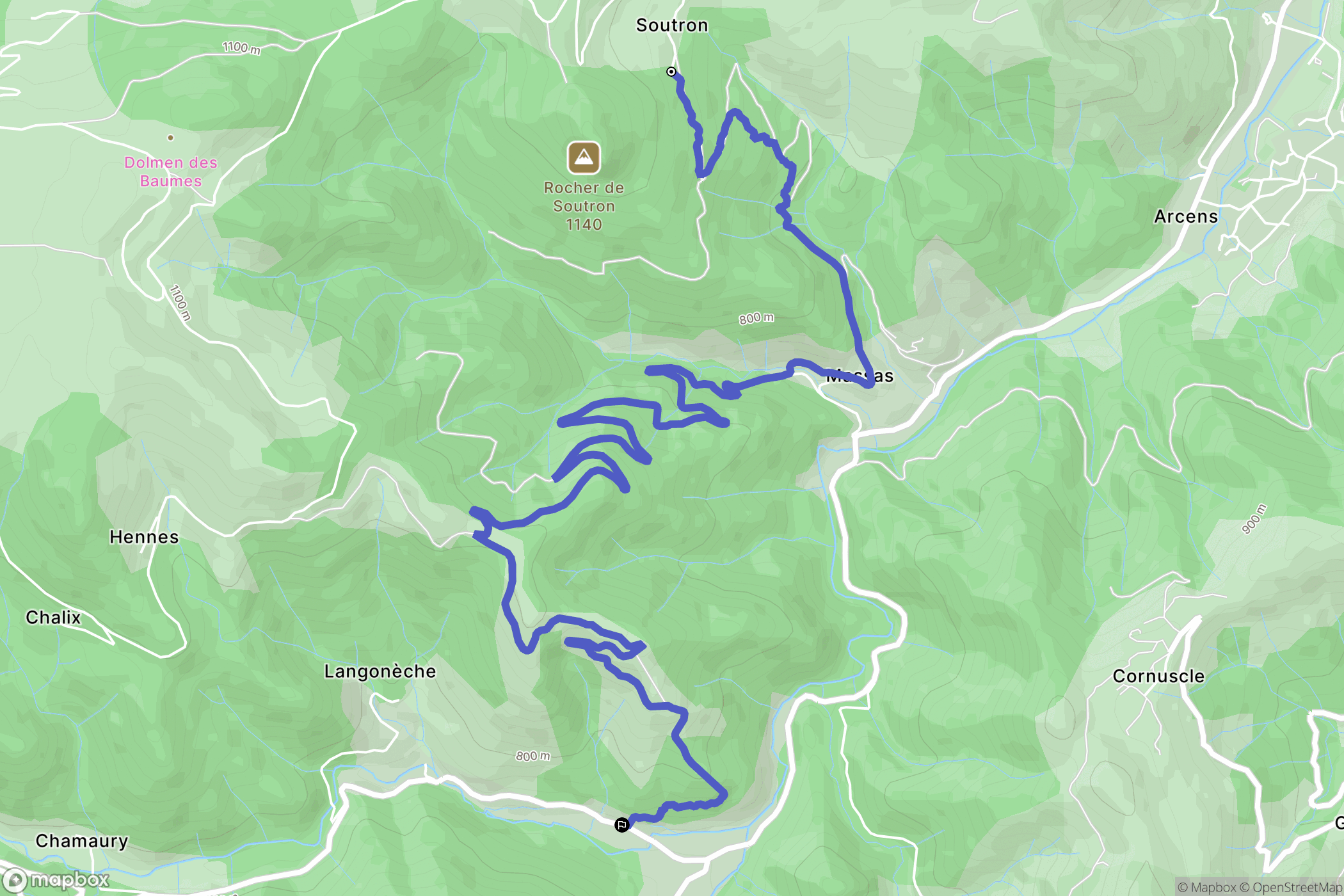 Arcens : carte du parcours de randonnée - France