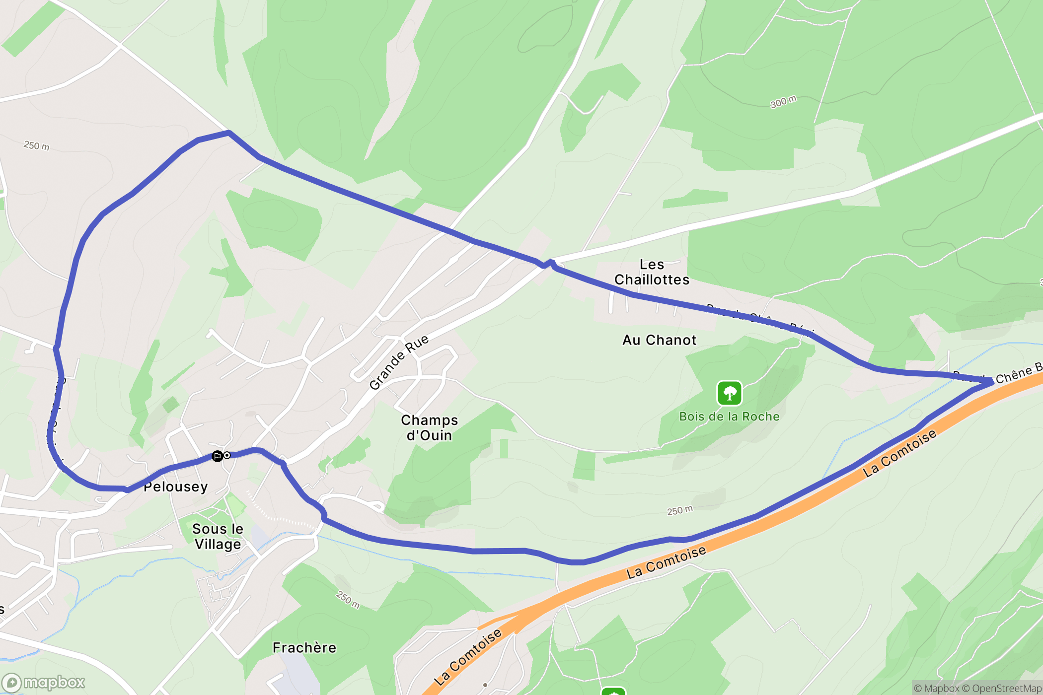 Pelousey : carte du parcours de randonnée - France