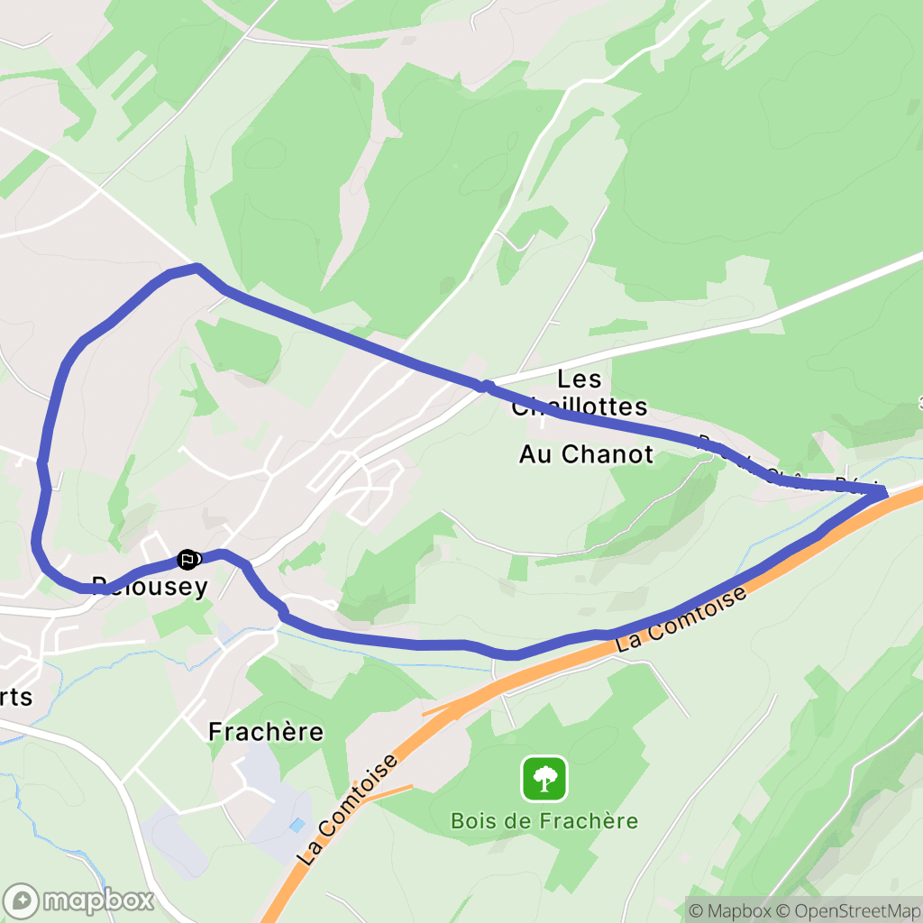 Pelousey : carte du parcours de randonnée - France