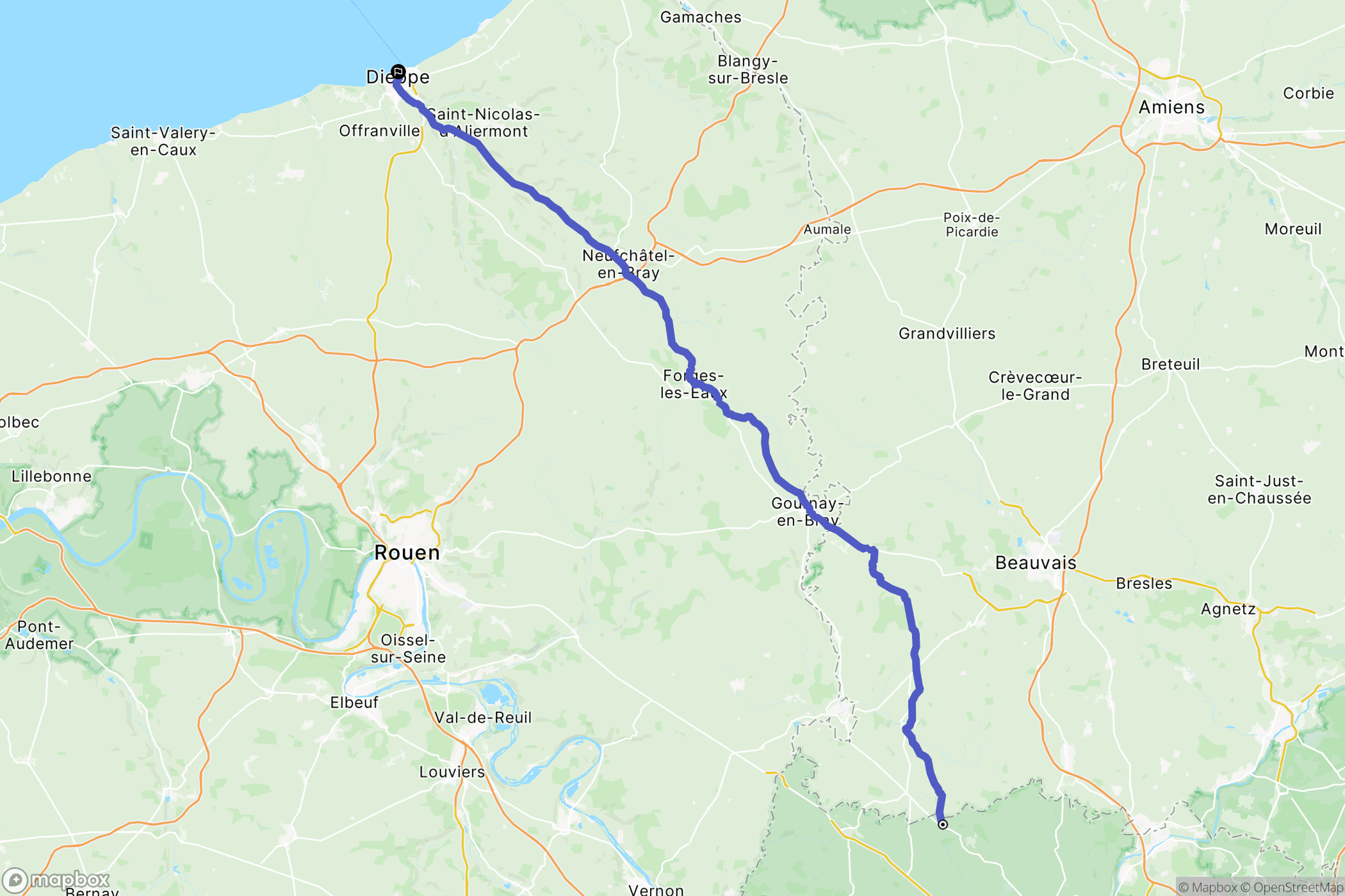 Chars : carte du parcours de randonnée - France