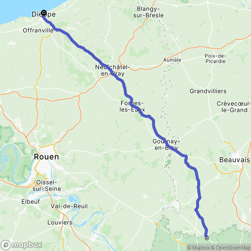 Chars : carte du parcours de randonnée - France