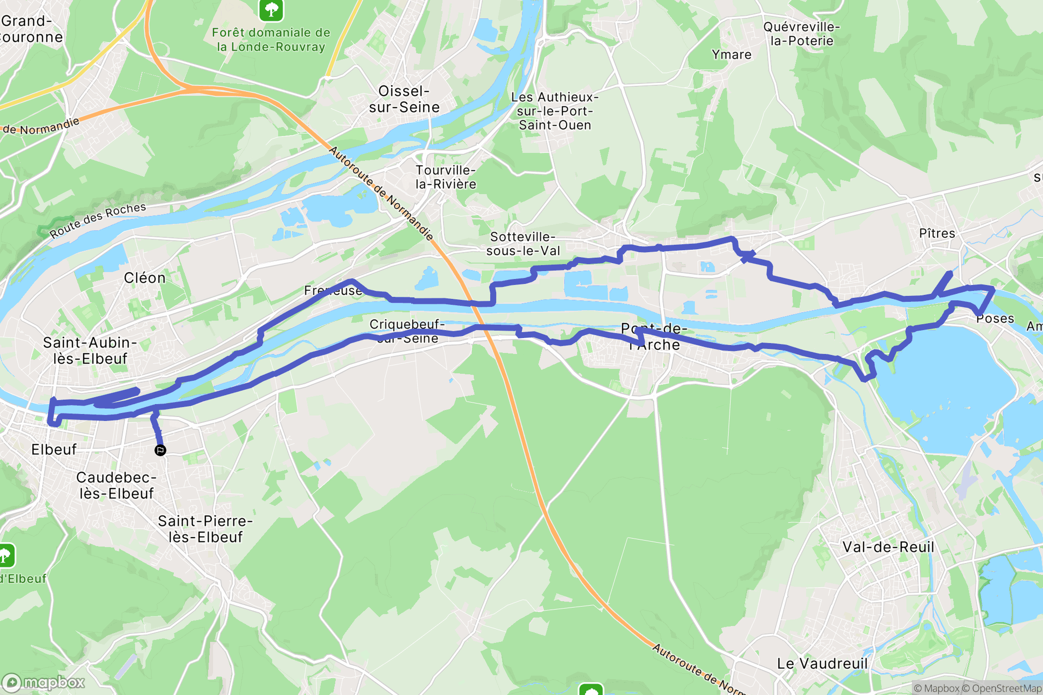 Caudebec-lès-Elbeuf : carte du parcours de randonnée - France