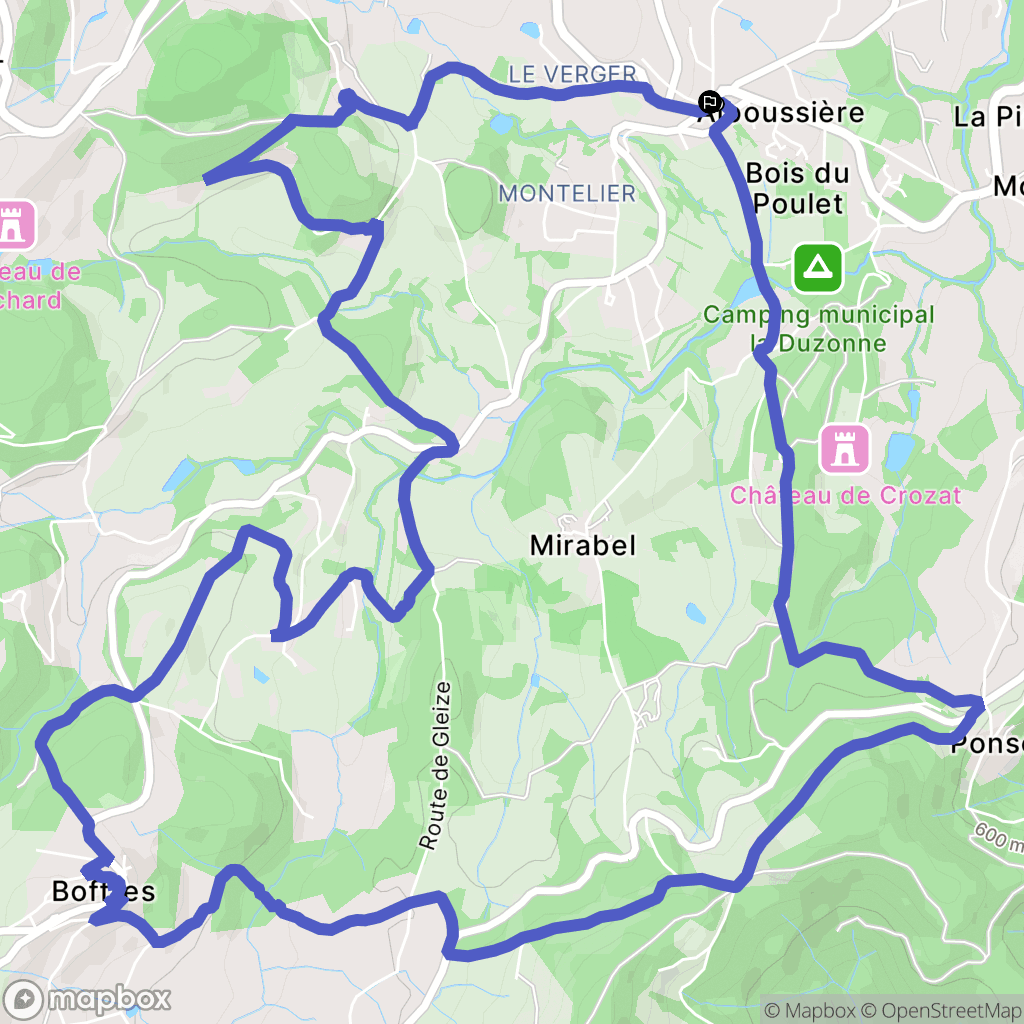 Alboussière : carte du parcours de randonnée - France