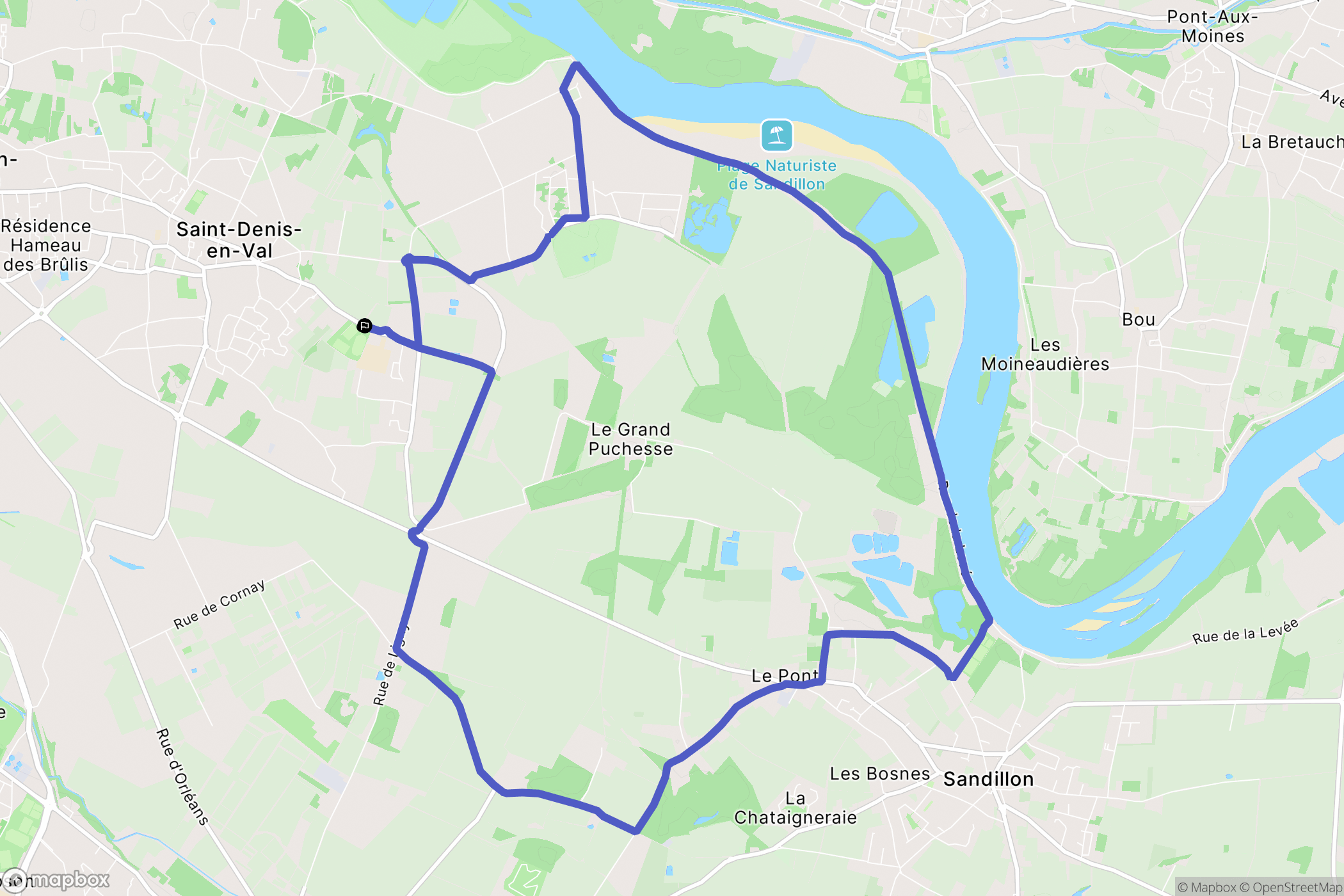 Saint-Denis-en-Val : carte du parcours de randonnée - France