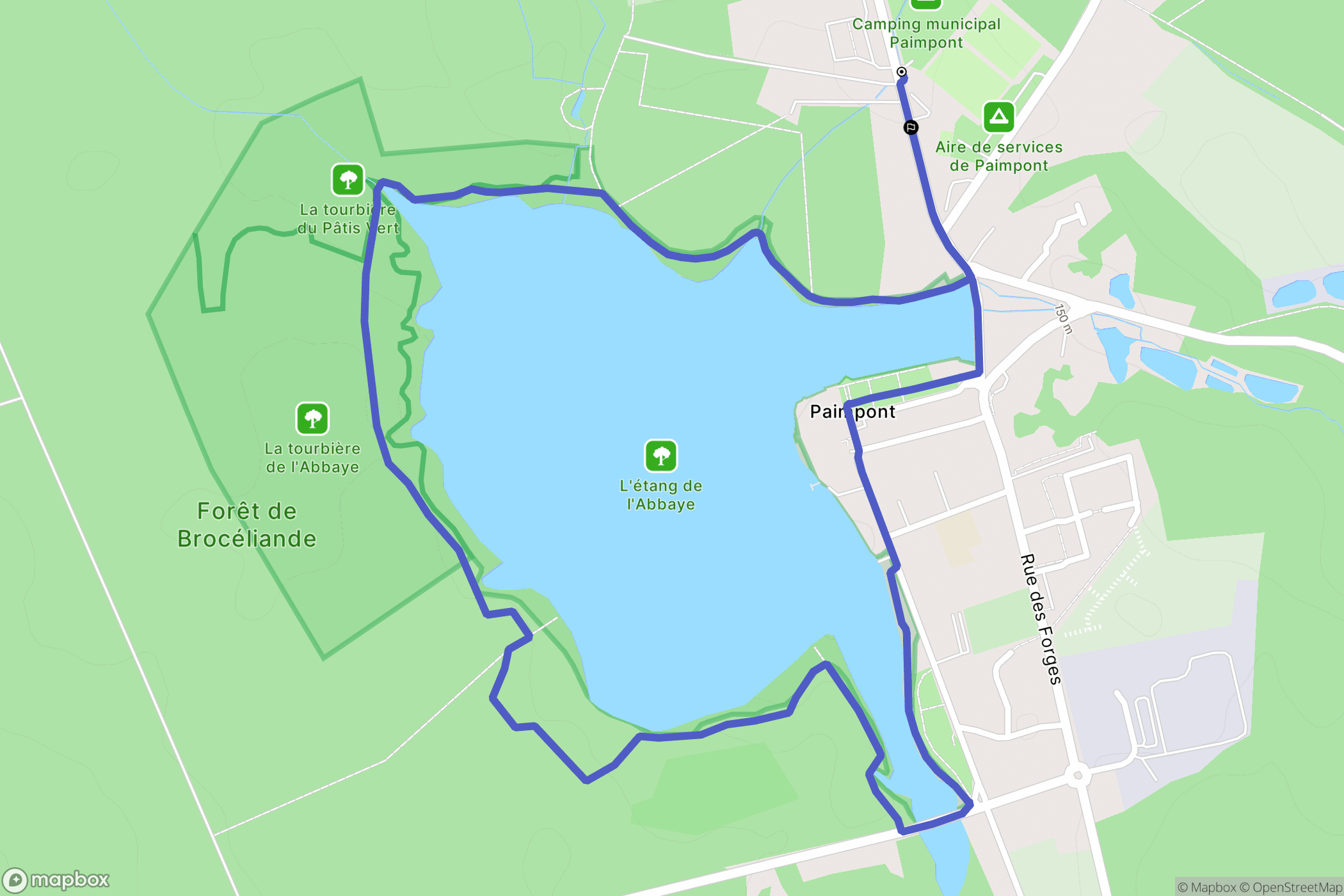 Paimpont : carte du parcours de randonnée - France