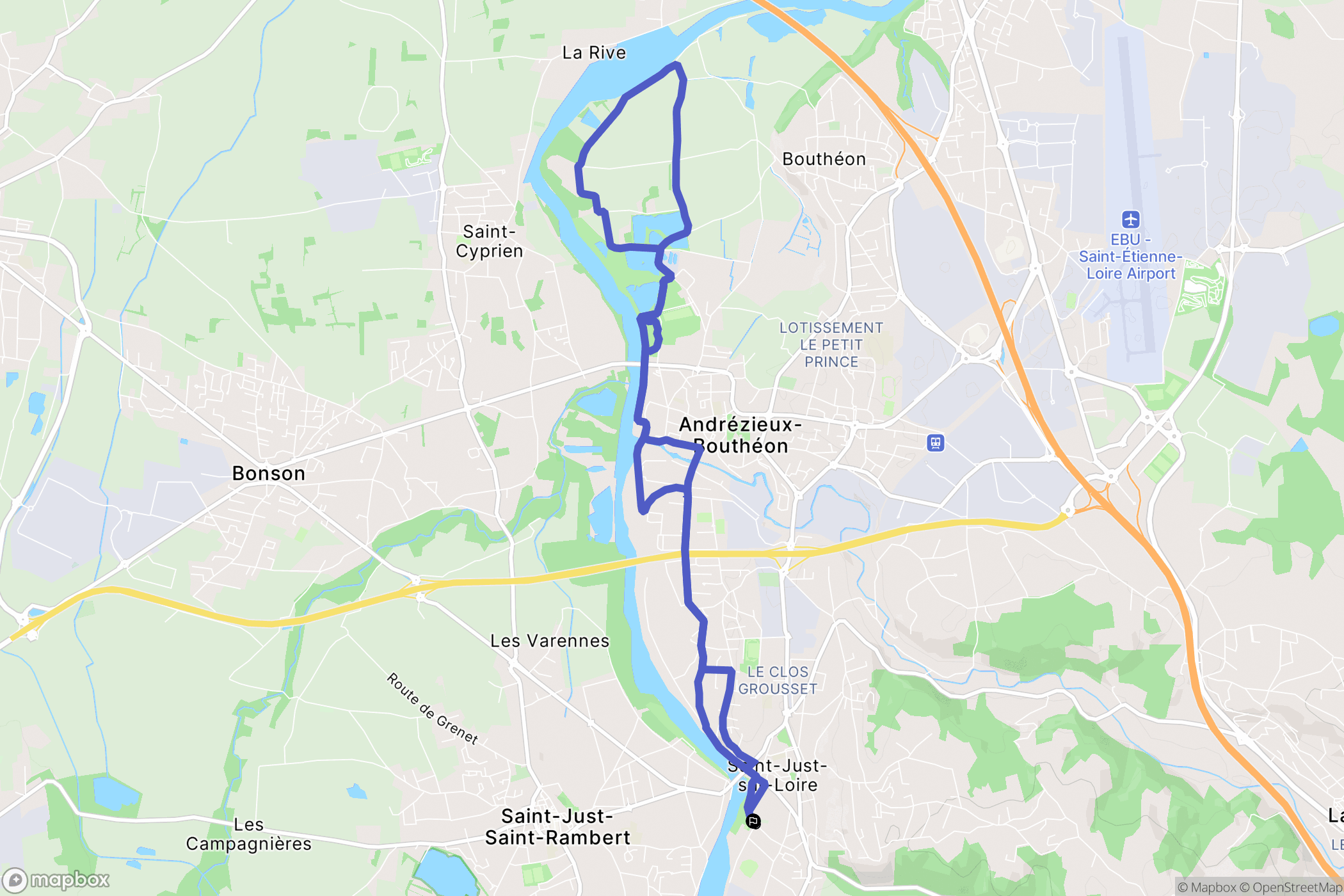 Saint-Just-Saint-Rambert : carte du parcours de randonnée - France