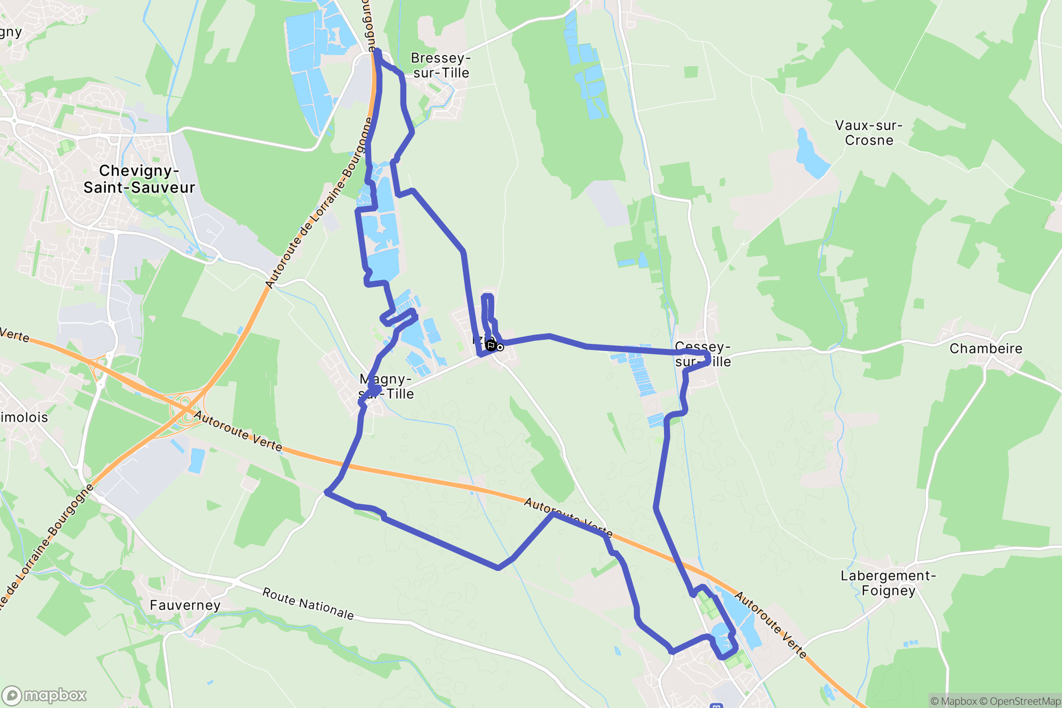 Izier : carte du parcours de randonnée - France
