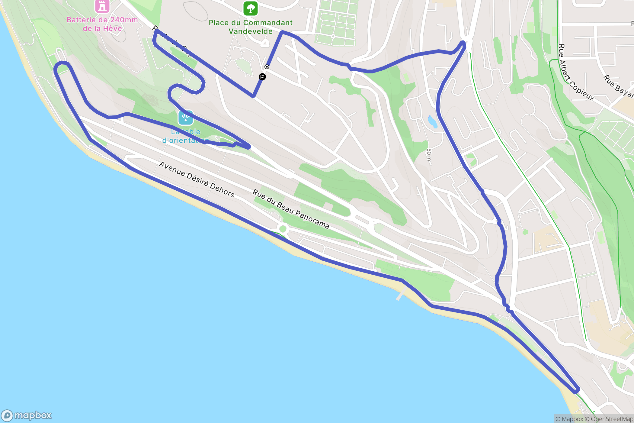 Sainte-Adresse : carte du parcours de randonnée - France