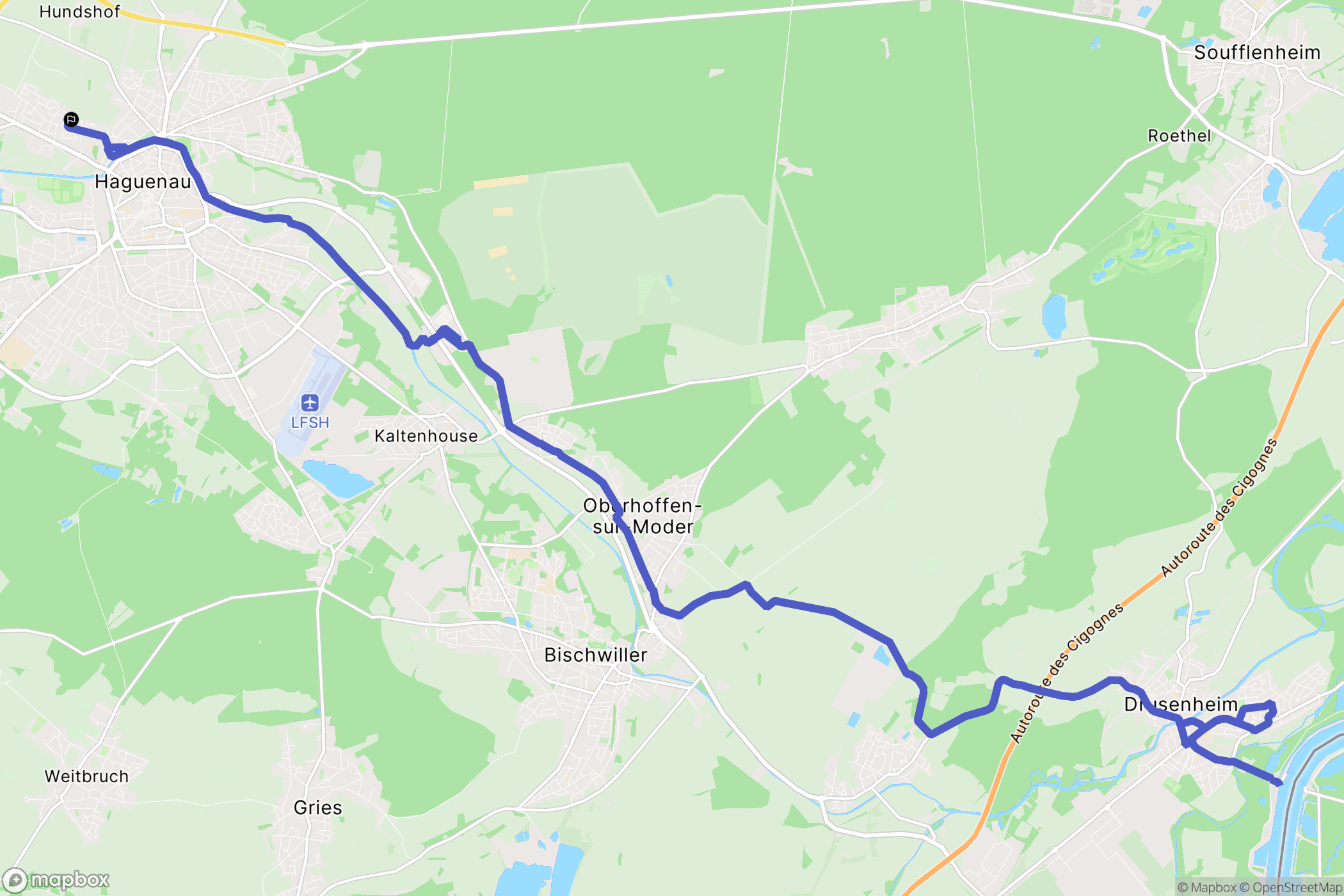 Haguenau : carte du parcours de randonnée - France
