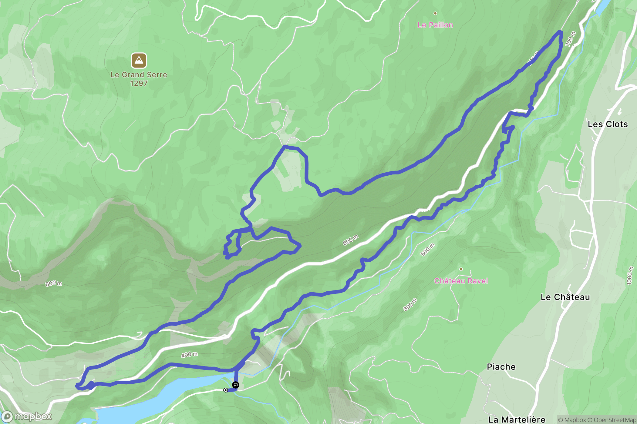 Chatelus : carte du parcours de randonnée - France