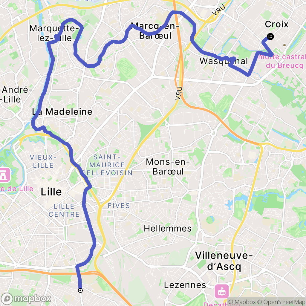 Lille : carte du parcours de randonnée - France