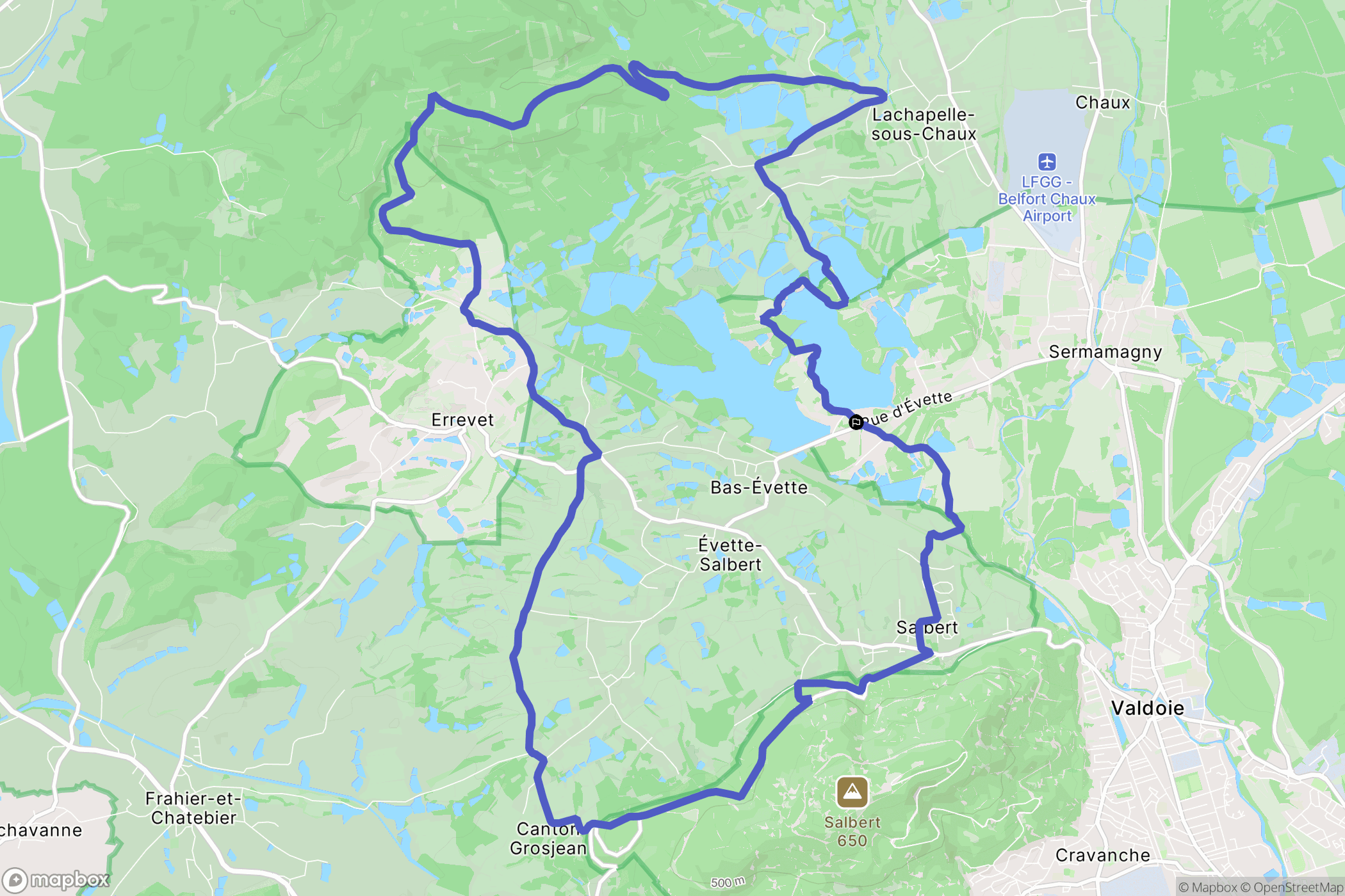 Évette-Salbert : carte du parcours de randonnée - France